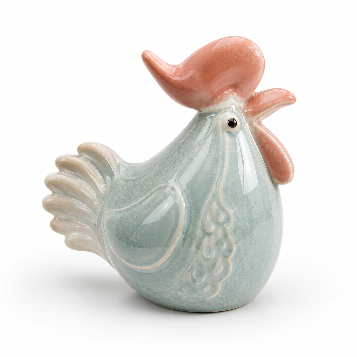 Huhn Dekofigur Blau Keramik