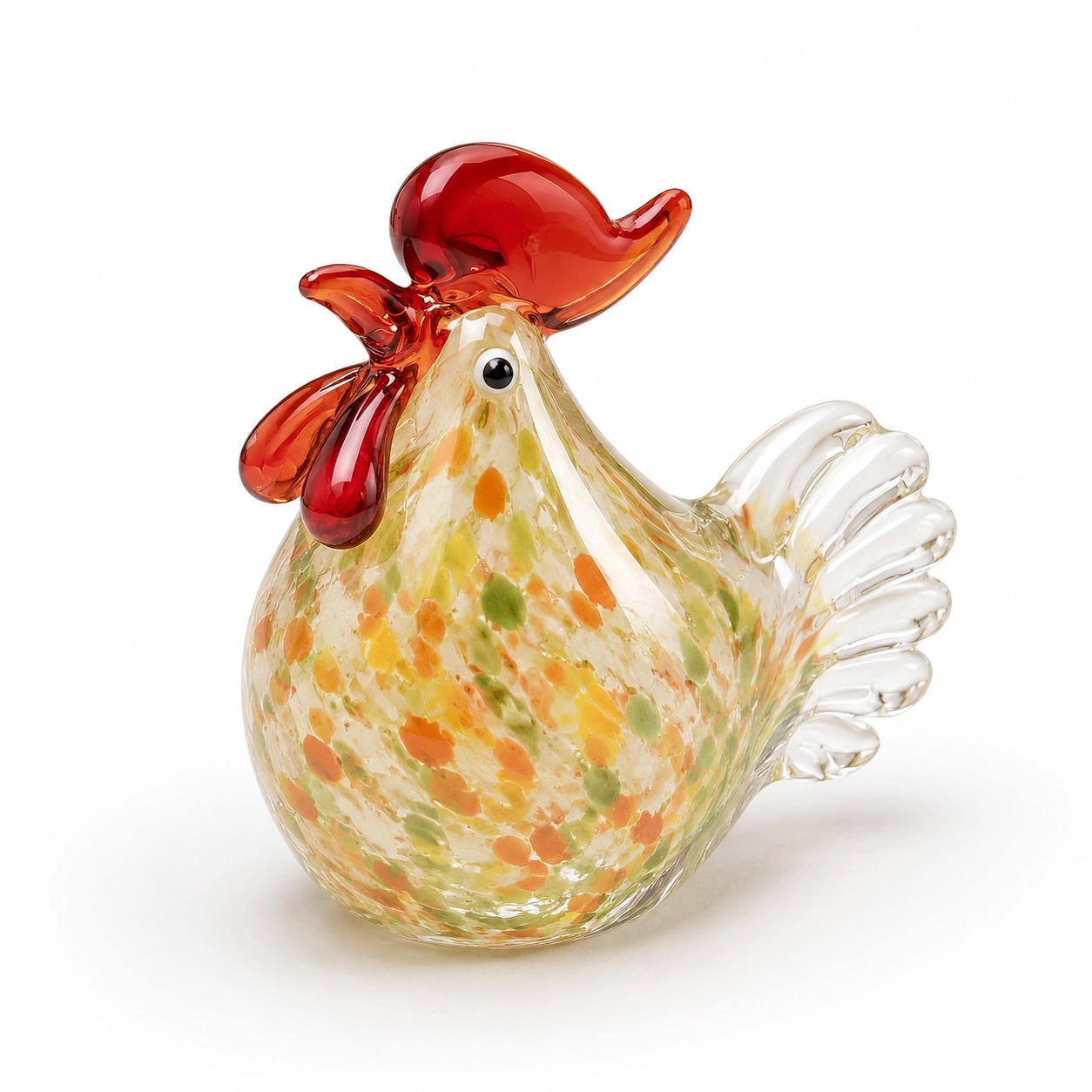 Glasfigur Huhn Gesprenkelt