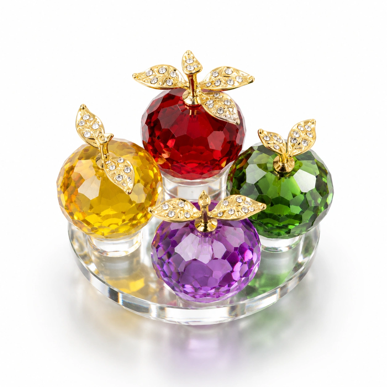 Kristall Apfel Dekor Set mit Strassdetails 4-teilig