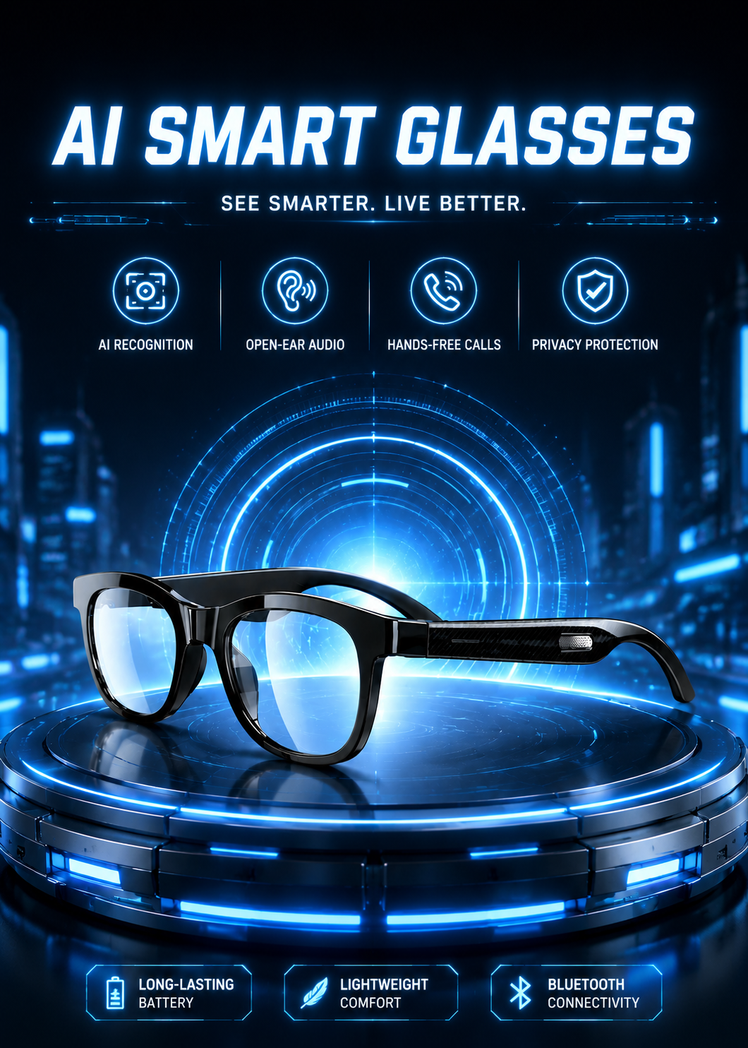 Smart zoom glasses with color change