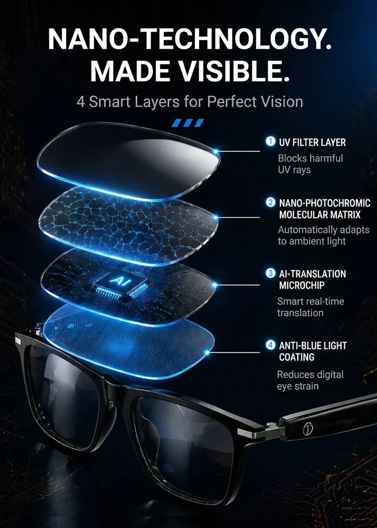 Smart zoom glasses with color change