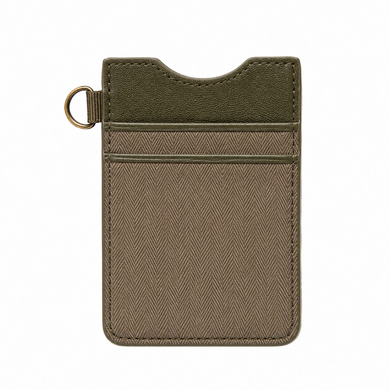 Tarjetero Compacto con Anilla Verde/Beige