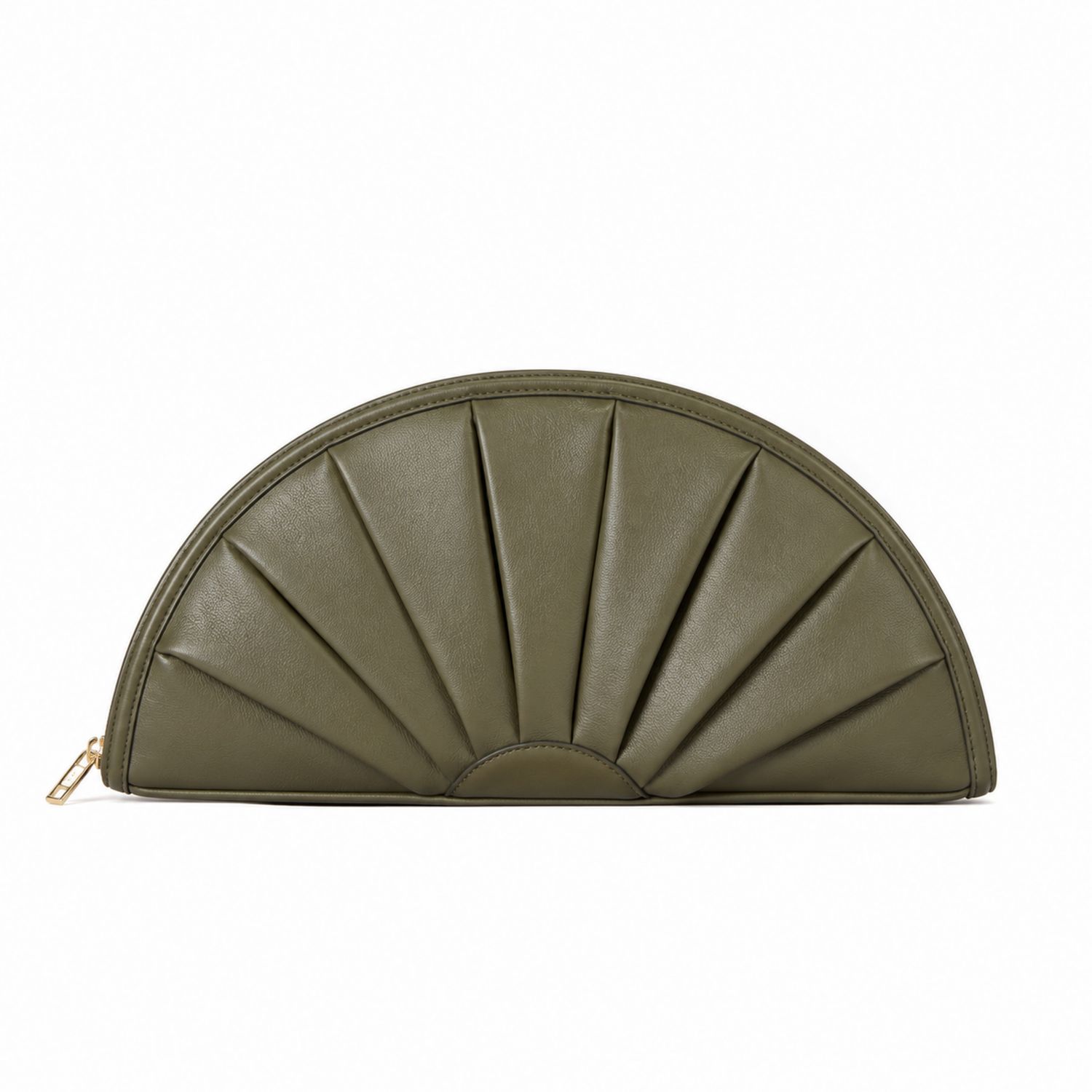 Bolso de Mano Semicircular Verde Oliva 30cm