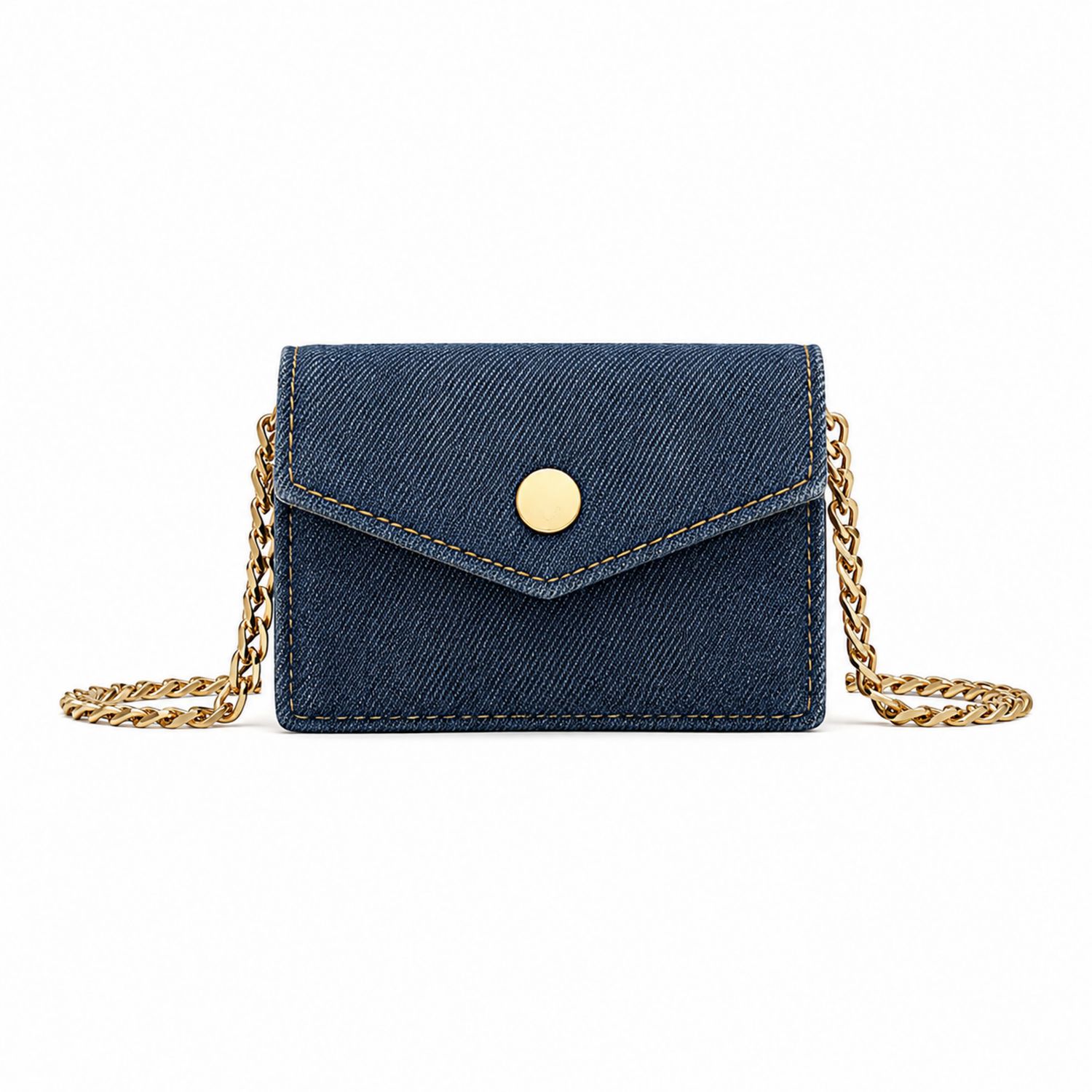 Bolso de Mano Vaquero Azul con Cadena Dorada