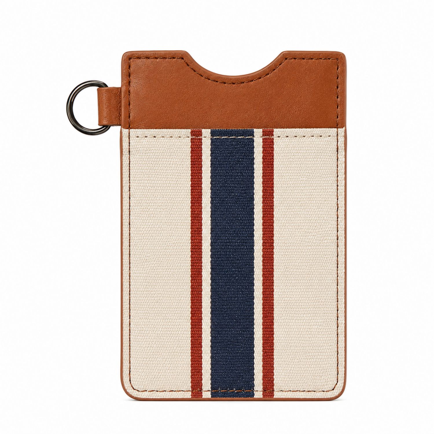 Portatarjetas con Rayas en Beige, Marrón y Azul Marino