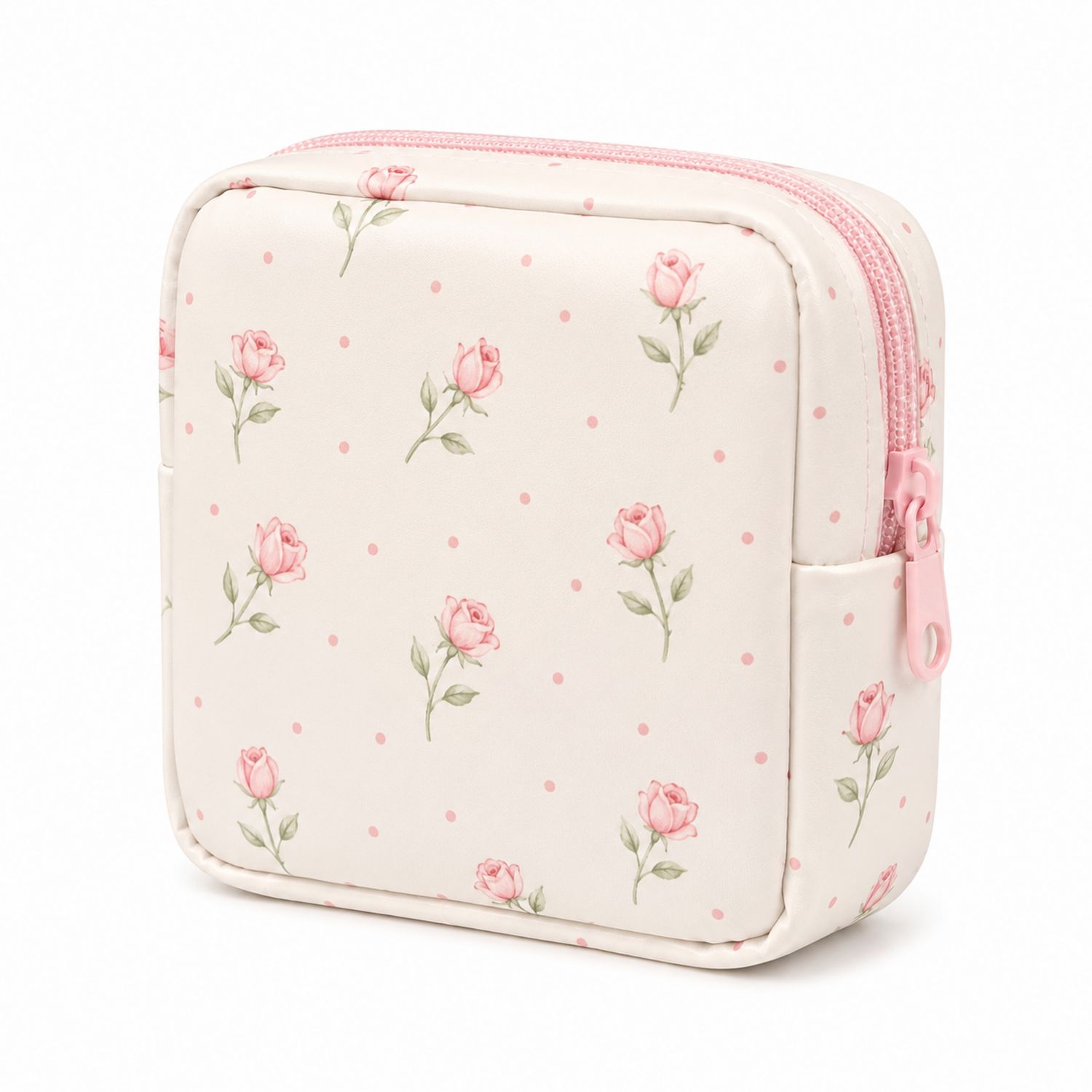 Bolsa de Cosméticos Floral Rosa y Beige