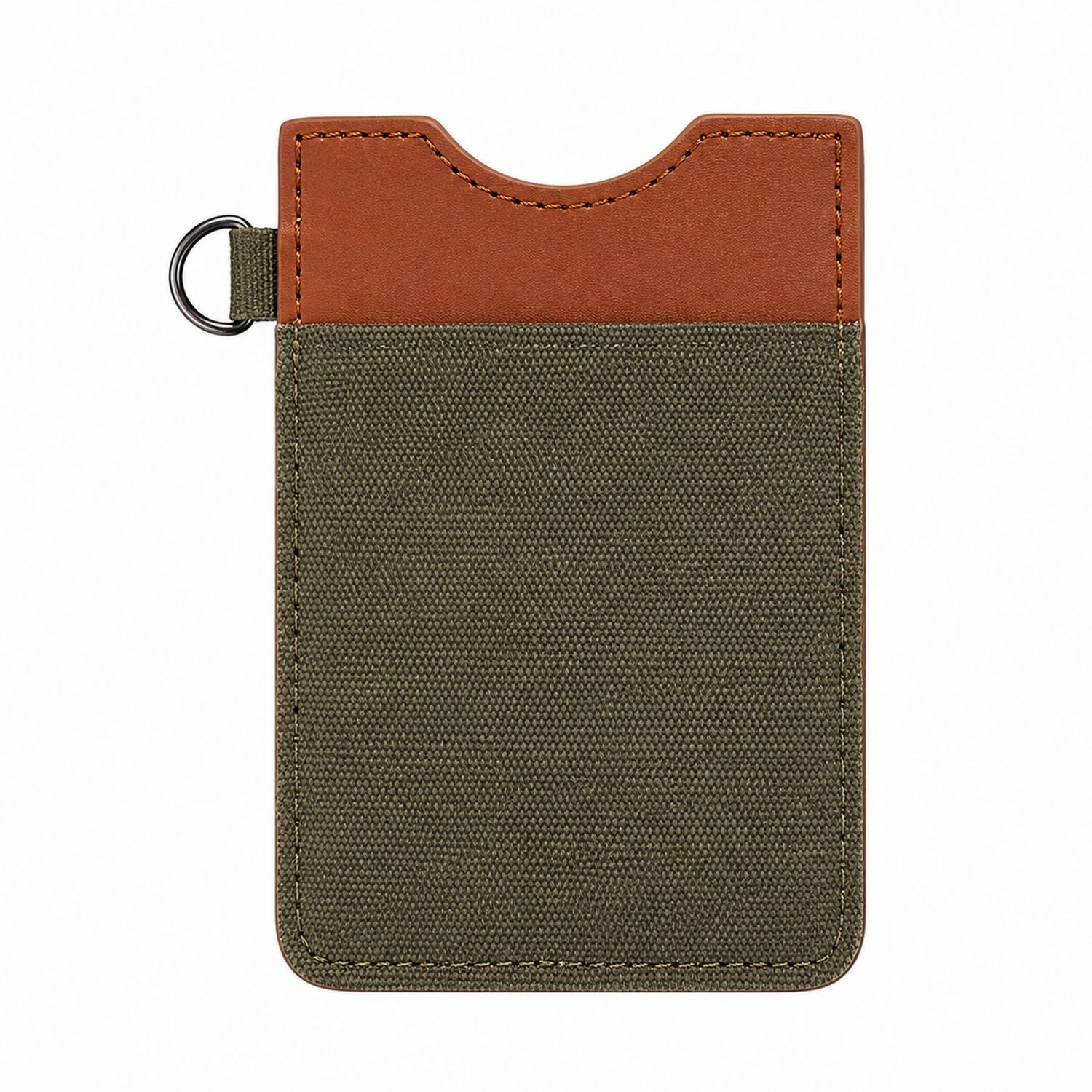 Funda para Tarjetas Verde Oliva y Marrón con Anillo