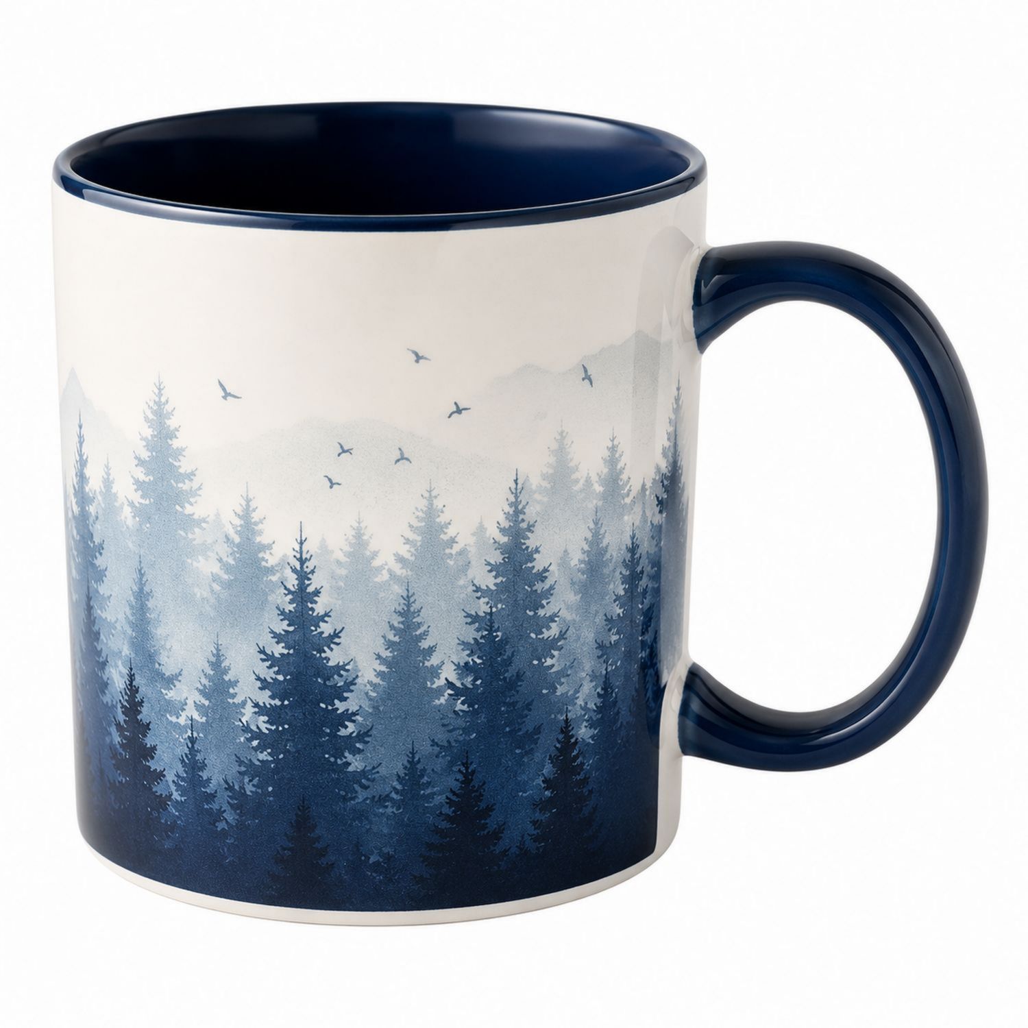 Taza de cerámica con diseño de bosque azul 300ml