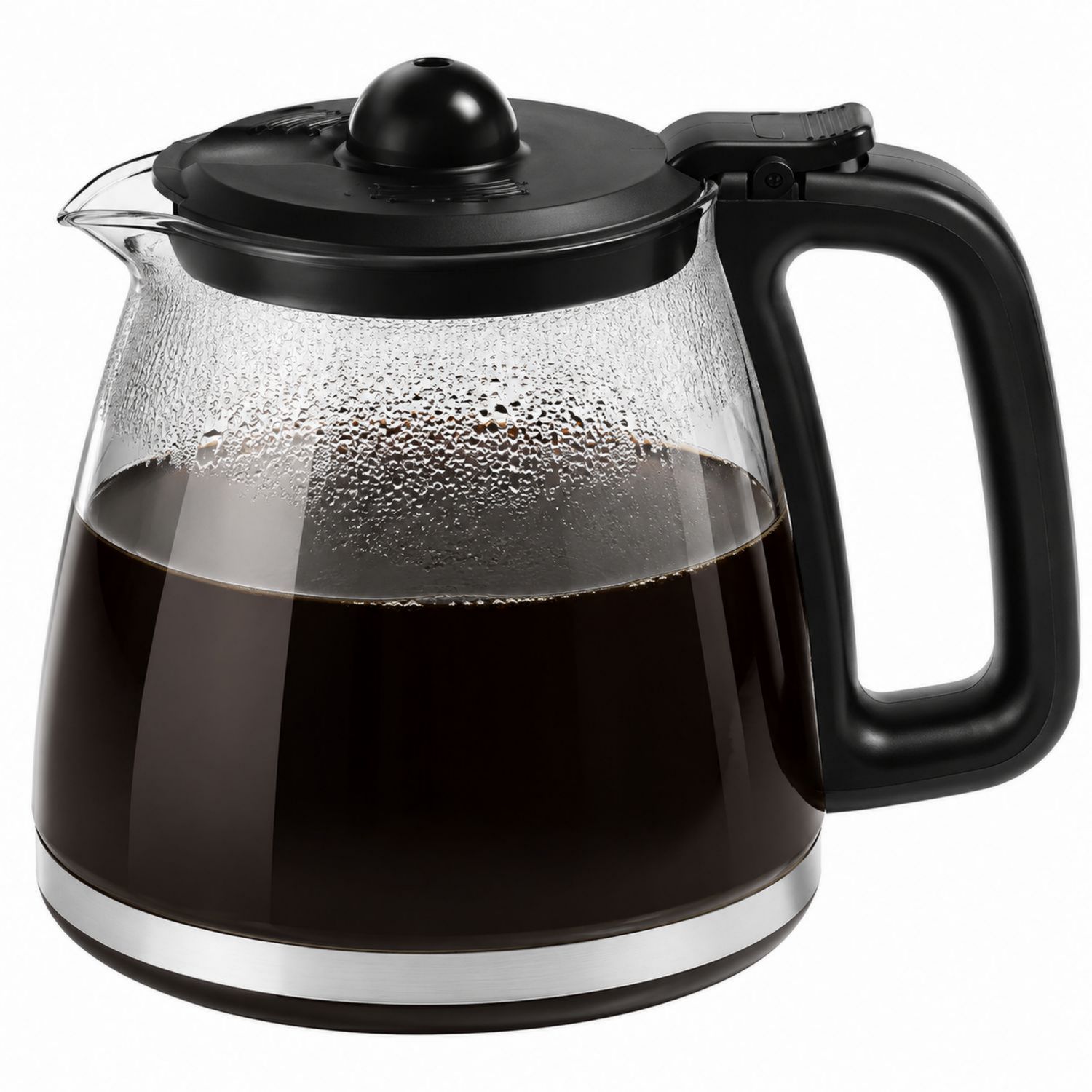 Cafetera de Vidrio Transparente con Tapa y Asa Negra 1000ml
