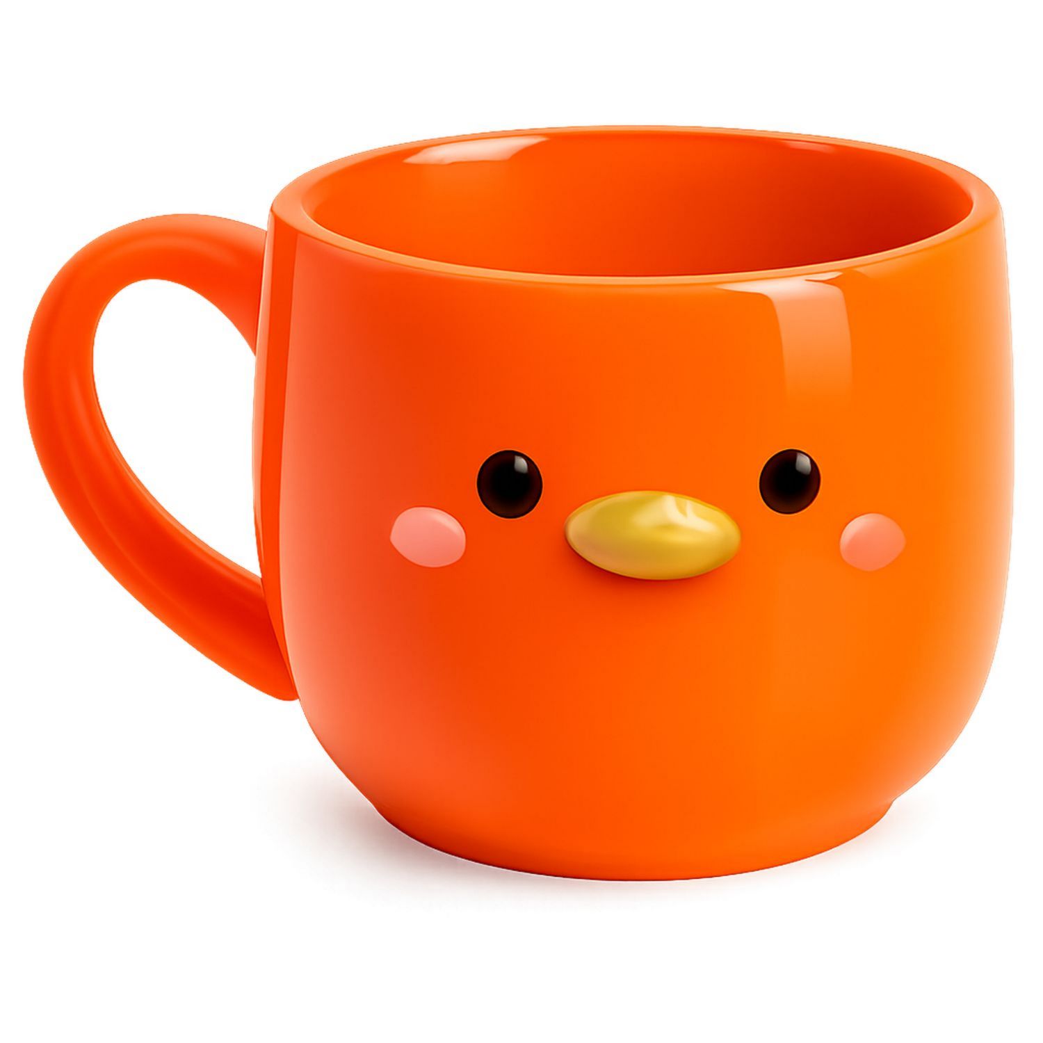 Taza Naranja de 300ml con Cara de Pájaro