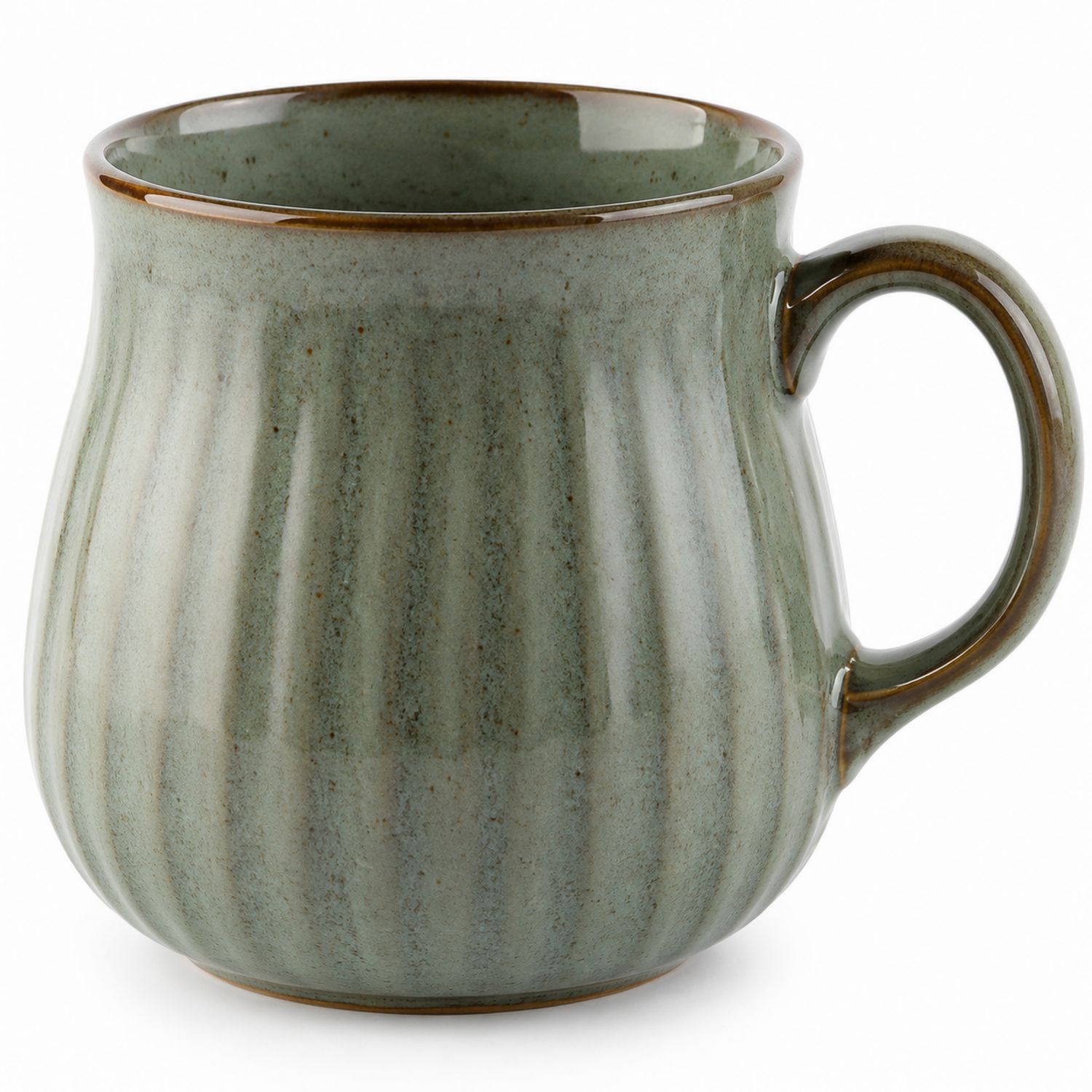 Taza de Cerámica Verde Estriada 350ml
