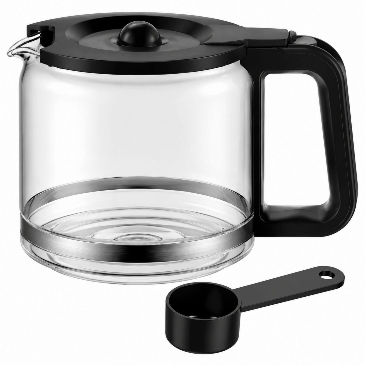 Jarra de Vidrio para Cafetera 1000ml con Cuchara Medidora Negra