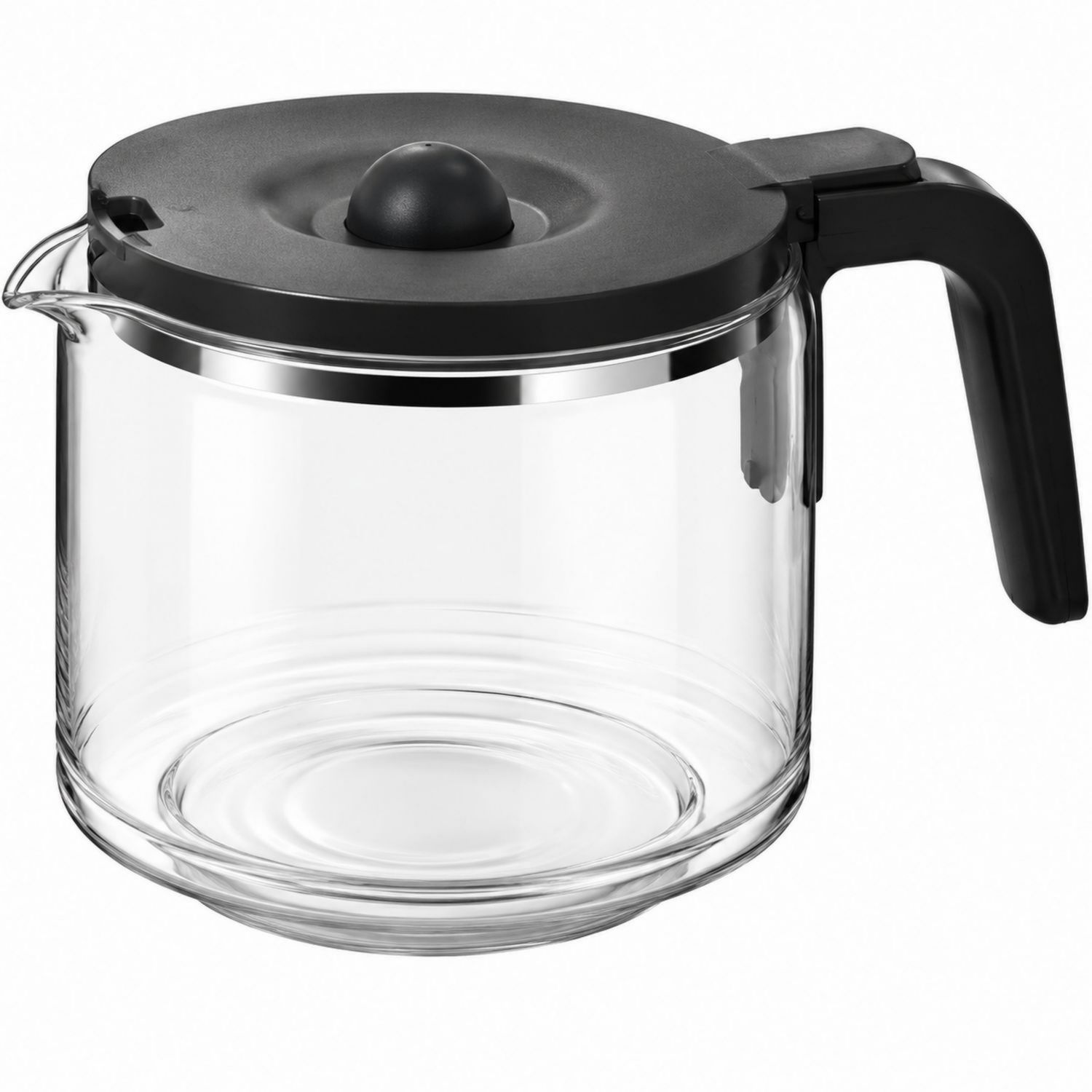 Jarra de Vidrio Transparente con Tapa y Asa Negra