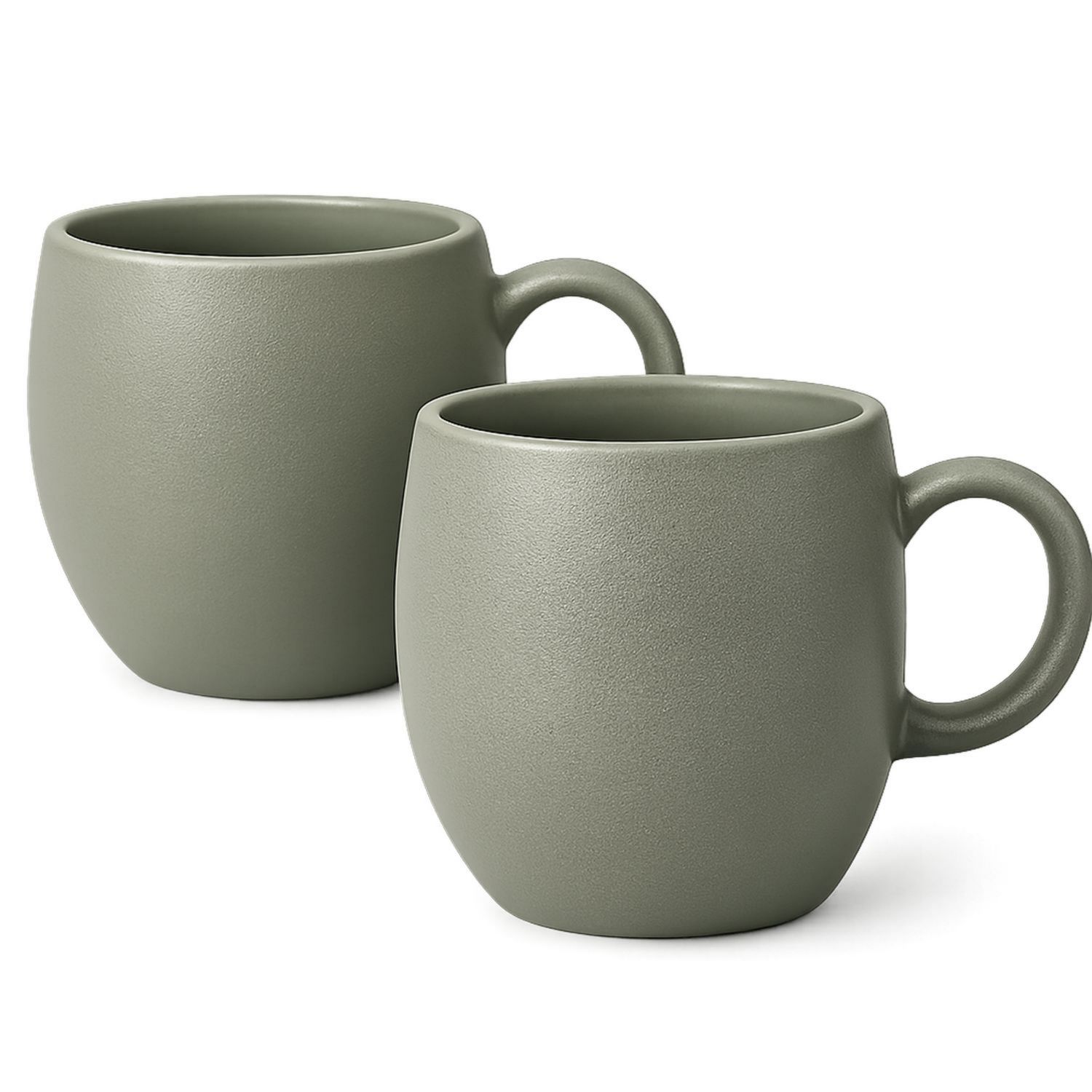 Tazas de cerámica verde oliva mate 400 ml (Juego de 2)