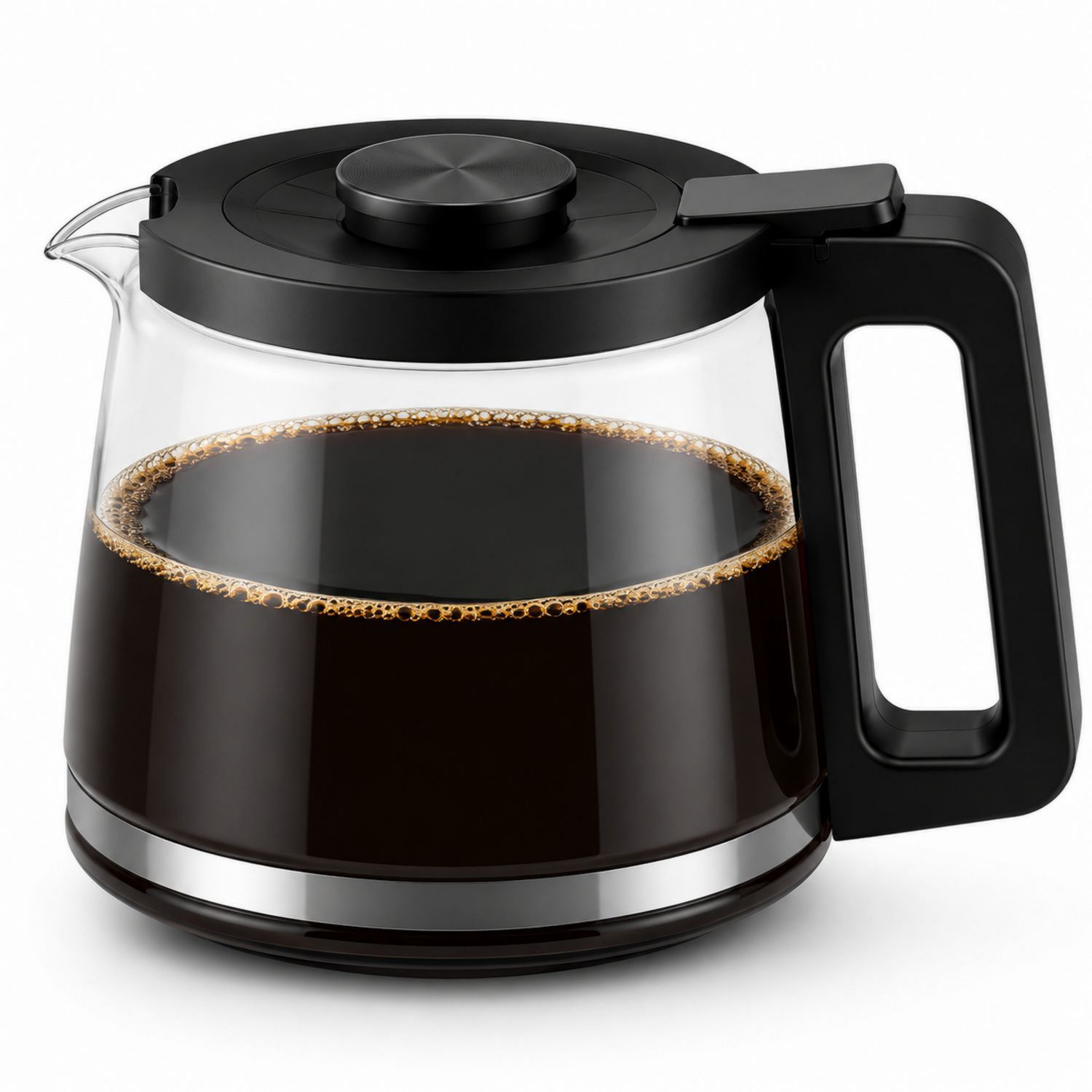 Cafetera de Vidrio Transparente 1.5L con Tapa Negra