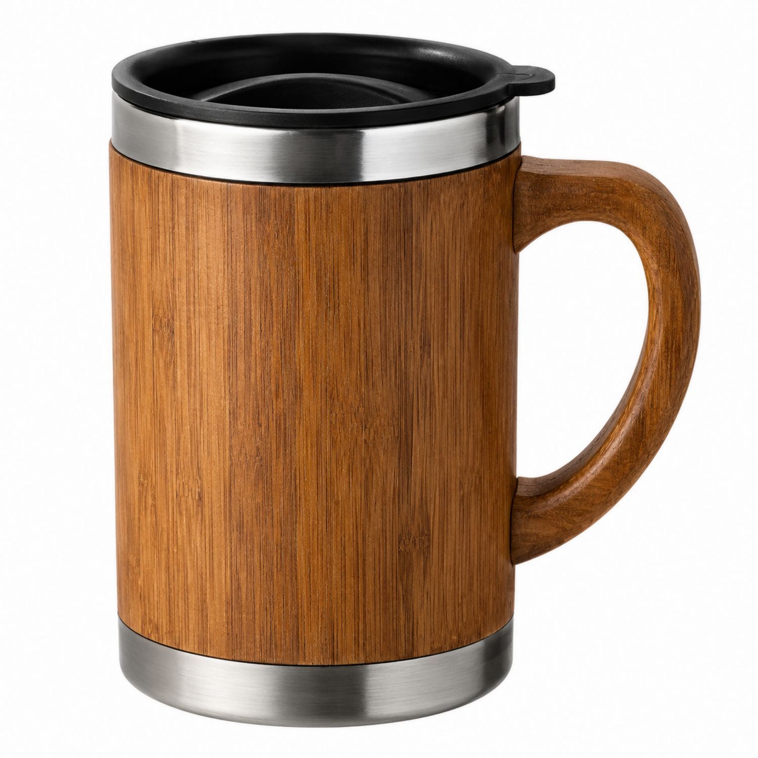 Taza térmica de bambú y acero inoxidable 400ml Marrón