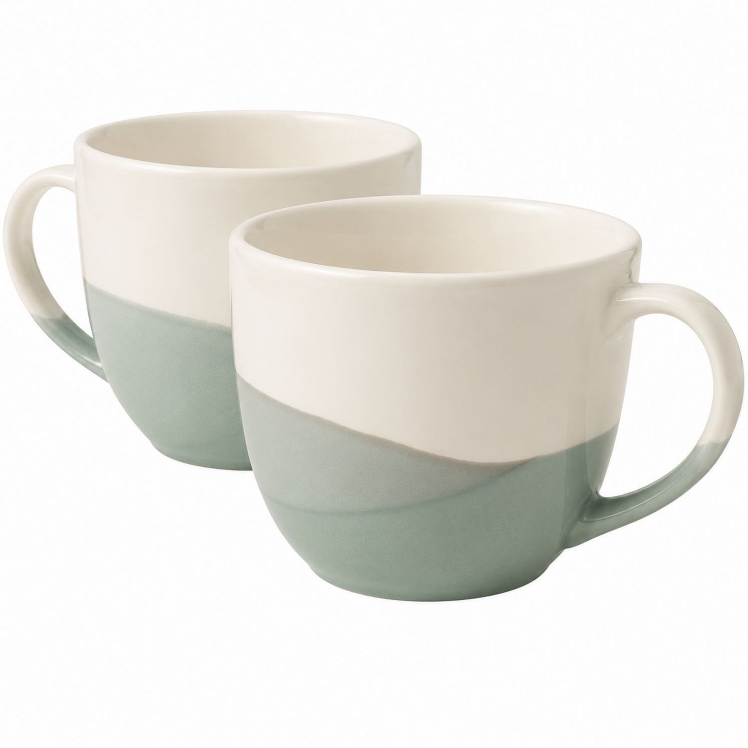 Juego de 2 tazas de porcelana blanca y verde, 250ml