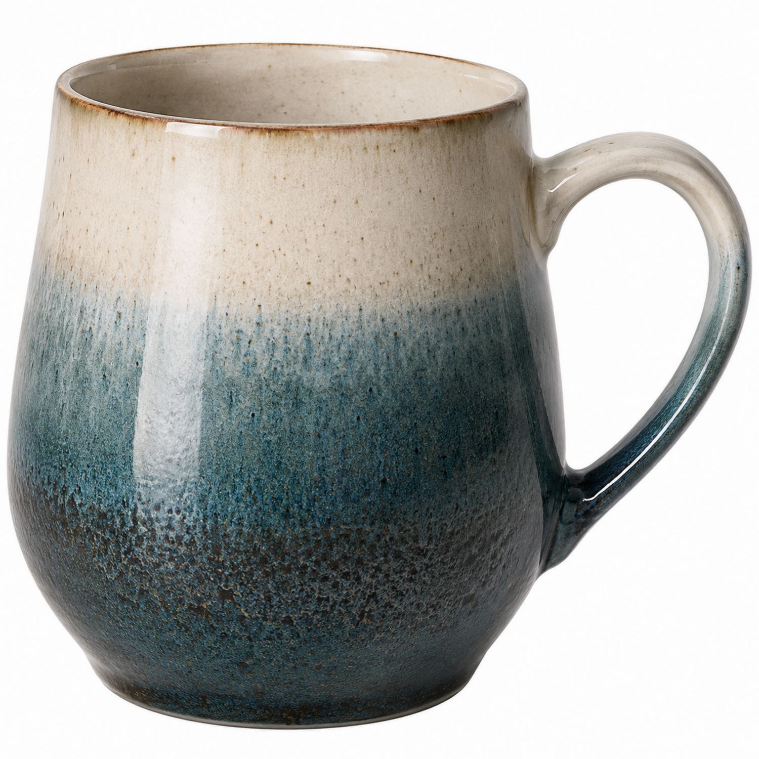 Taza de Cerámica Esmaltada Beige y Azul 350ml