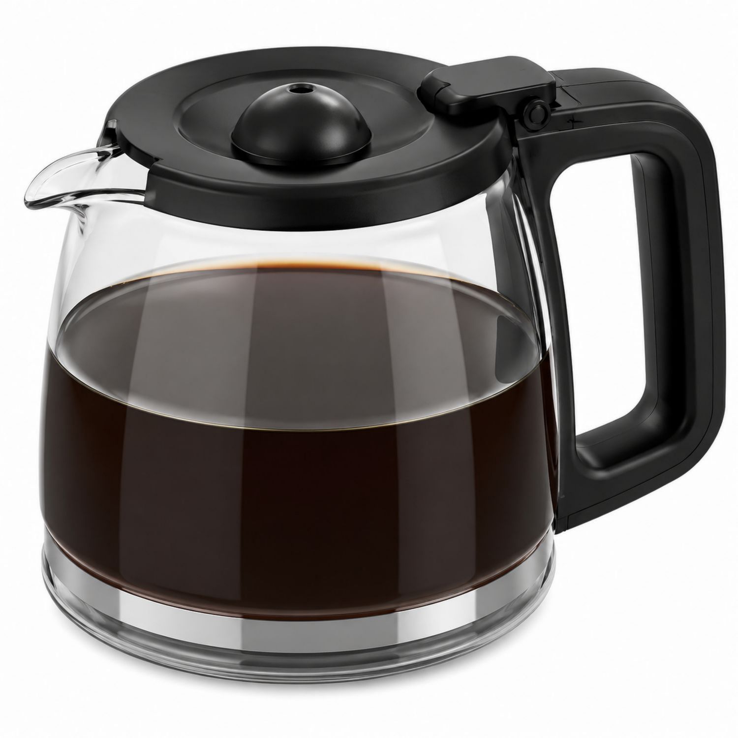Jarra de café de vidrio con tapa y asa ergonómica negra