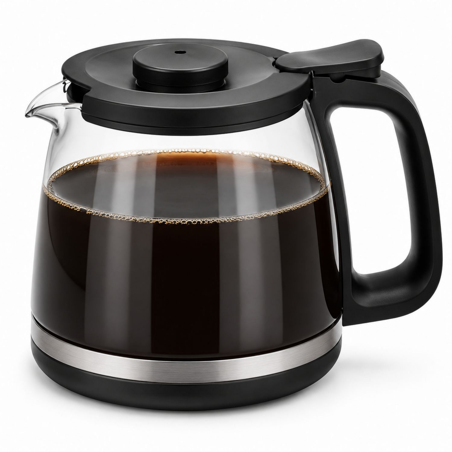 Jarra de Vidrio para Café con Tapa y Asa Negra 1.5L