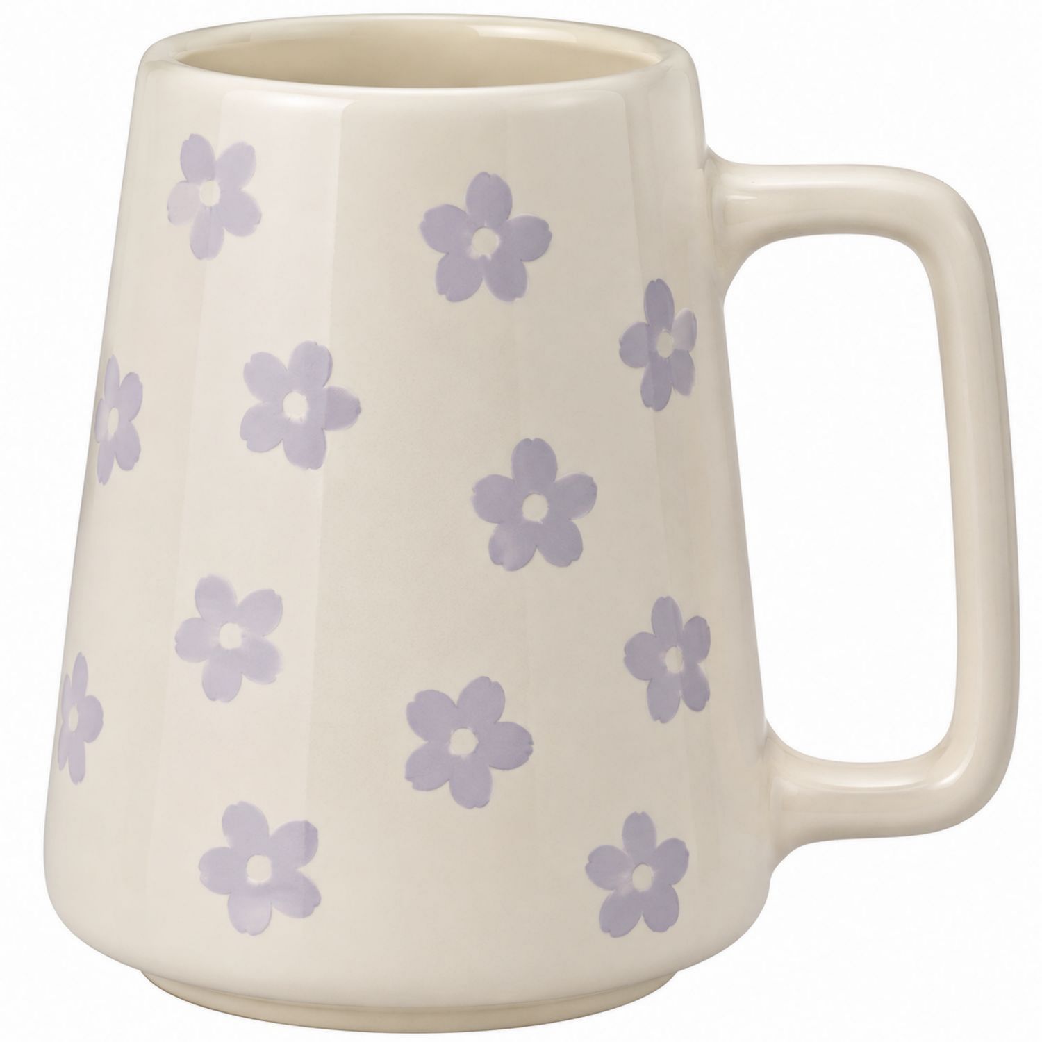 Taza de cerámica con flores lilas