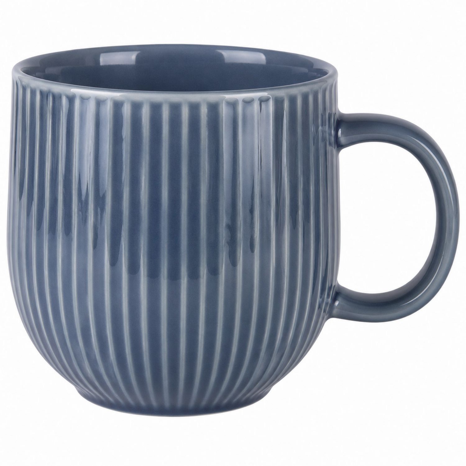 Taza de cerámica azul 300 ml con diseño acanalado