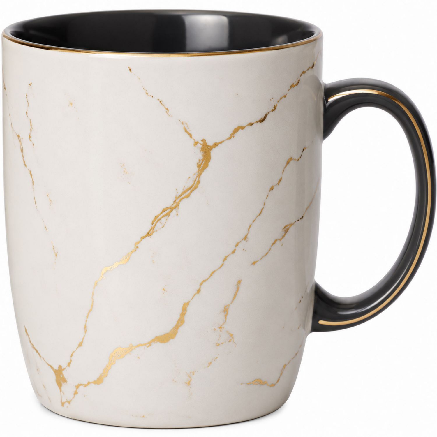 Taza de Cerámica con Diseño Marmoleado y Detalles Dorados 350ml
