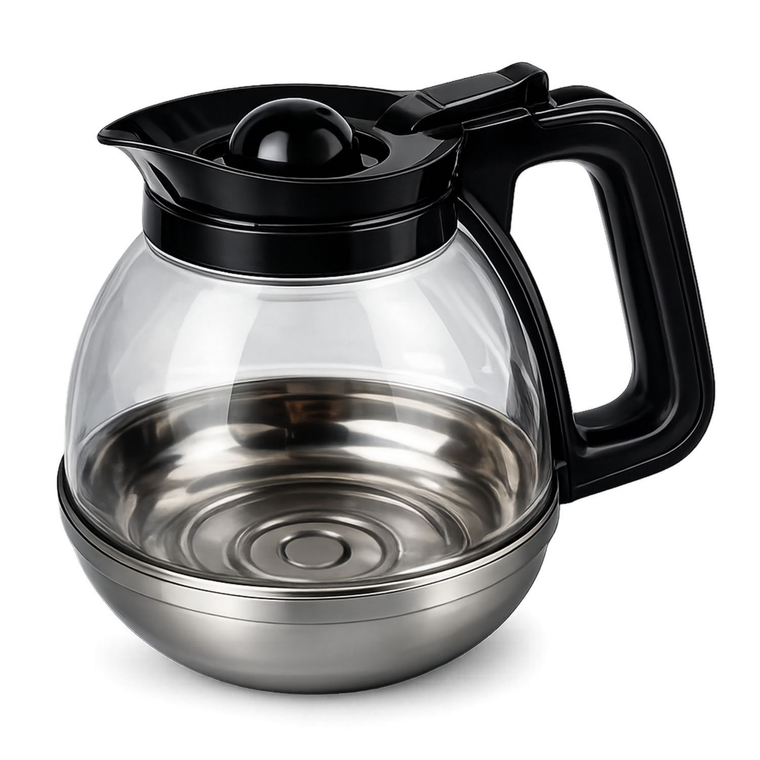 Cafetera de Vidrio y Acero Inoxidable 1200ml Negro/Transparente