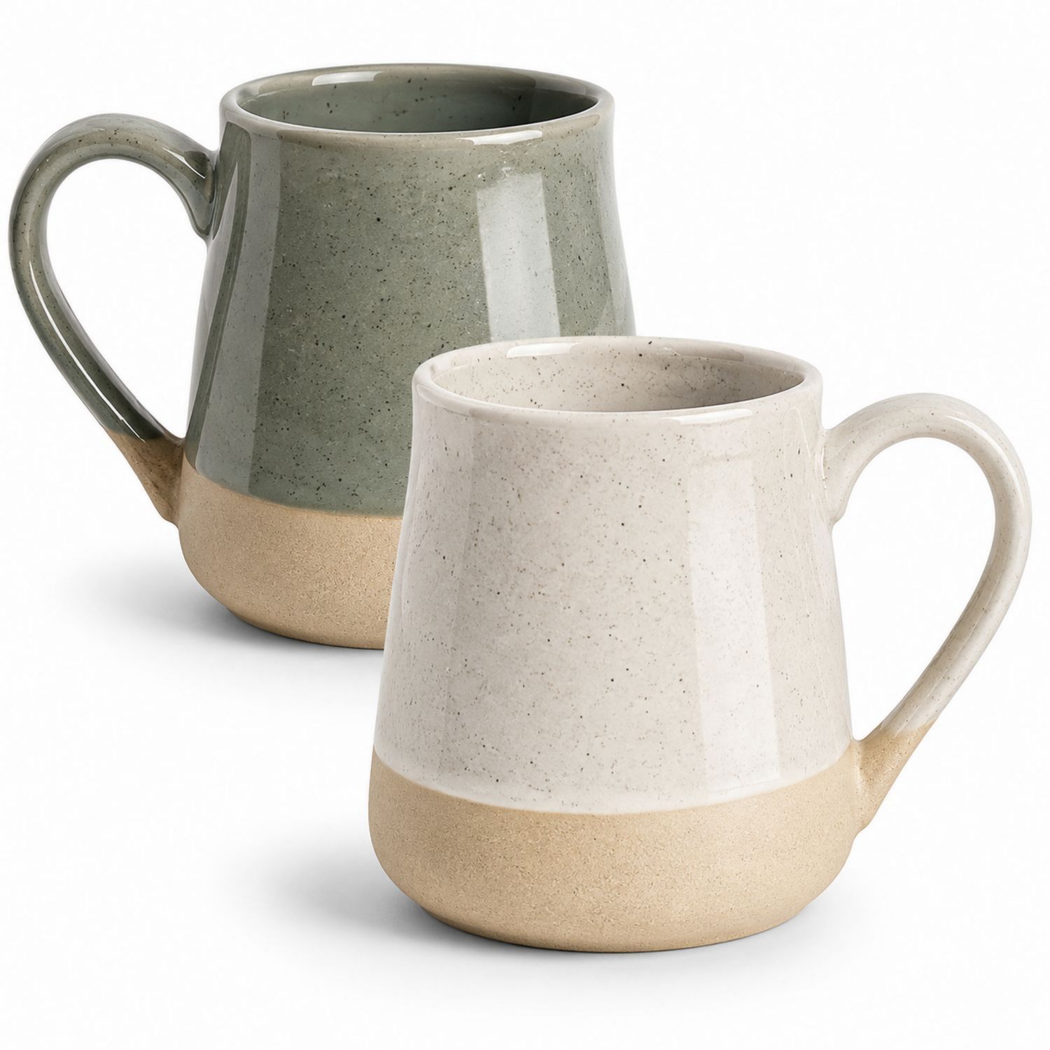 Juego de Tazas de Cerámica Verde y Gris 350ml