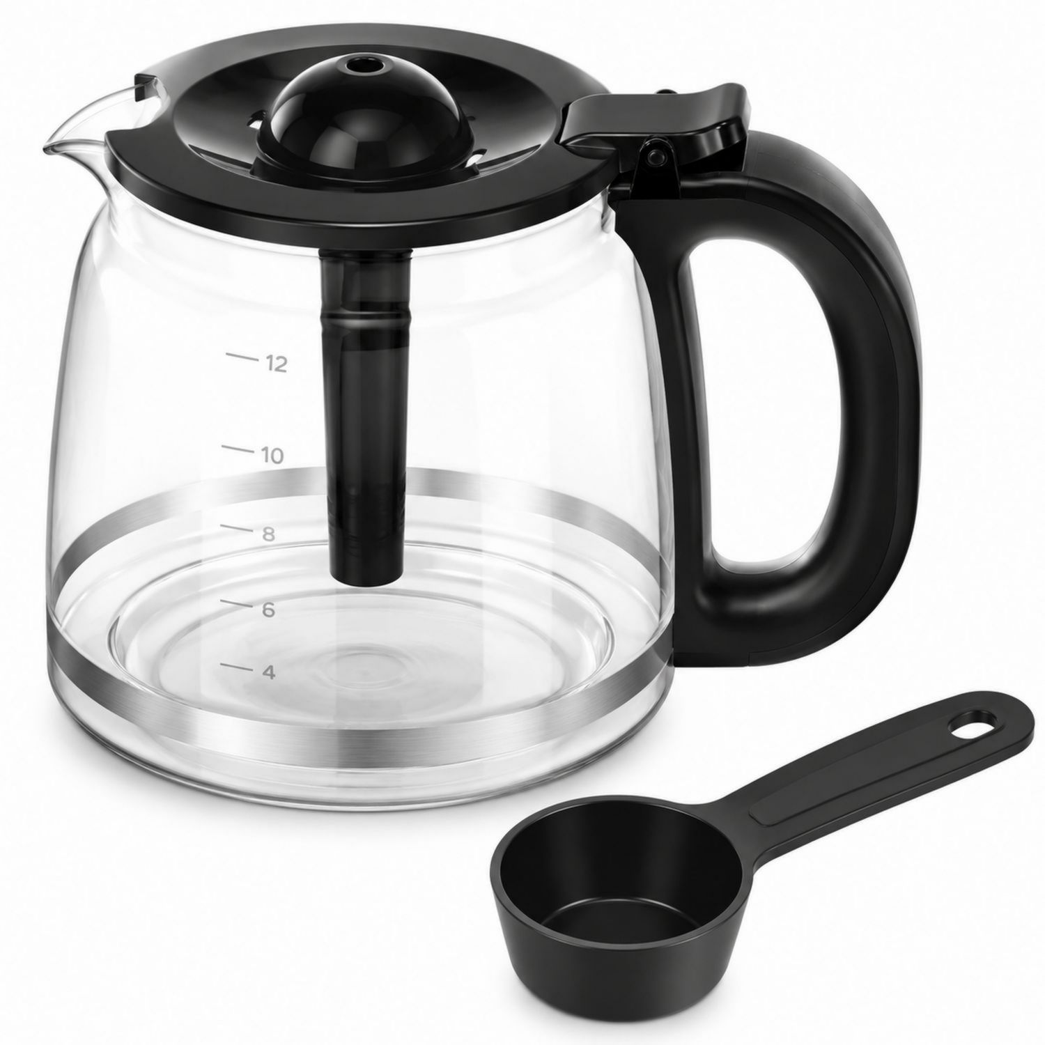 Jarra de Vidrio de 1500ml con Mango Negro para Cafetera