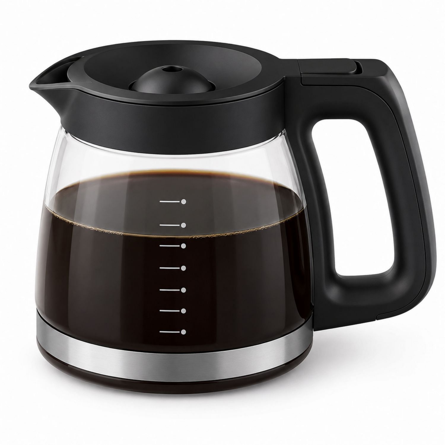 Jarra de café de vidrio 1L con asa ergonómica negra
