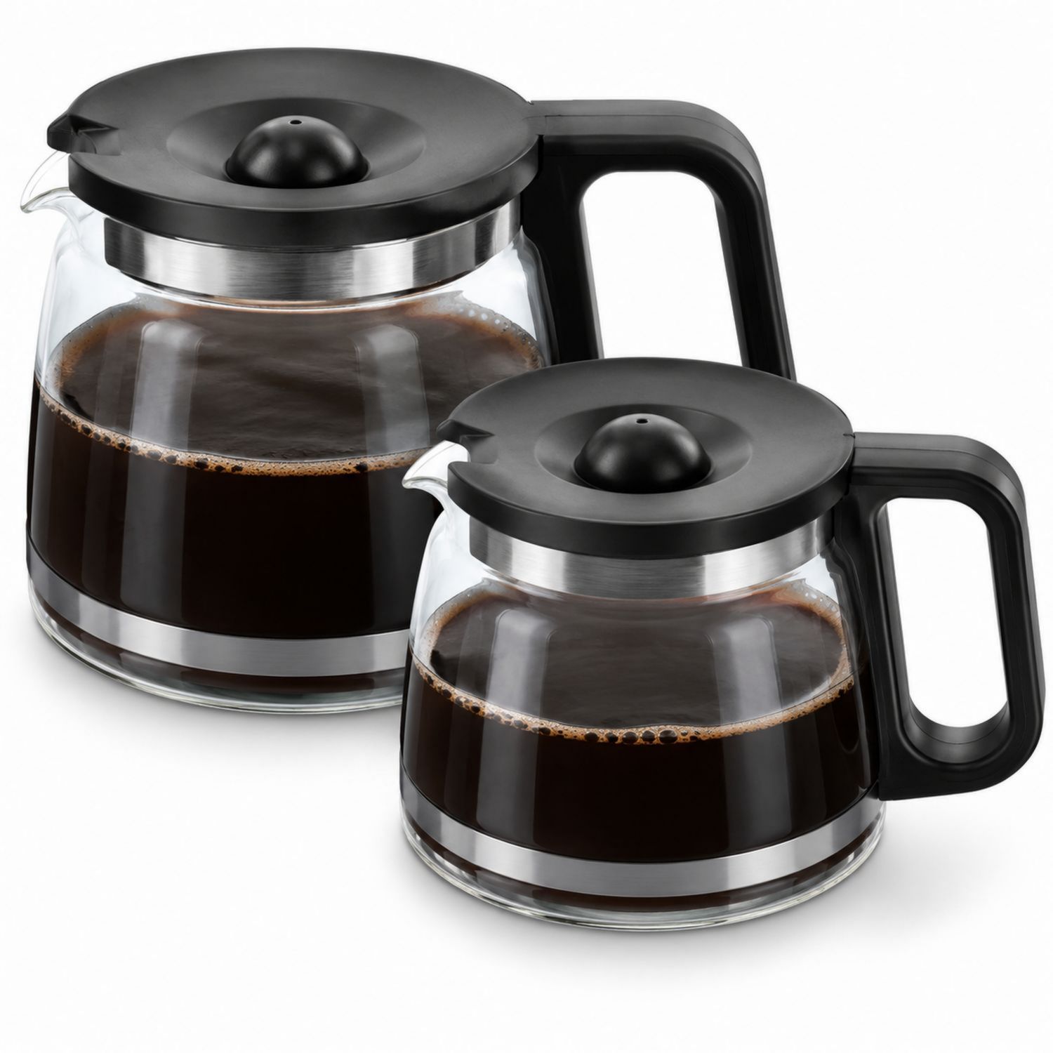 Set de Jarras de Café de Vidrio con Tapa Negra 1000ml y 1500ml
