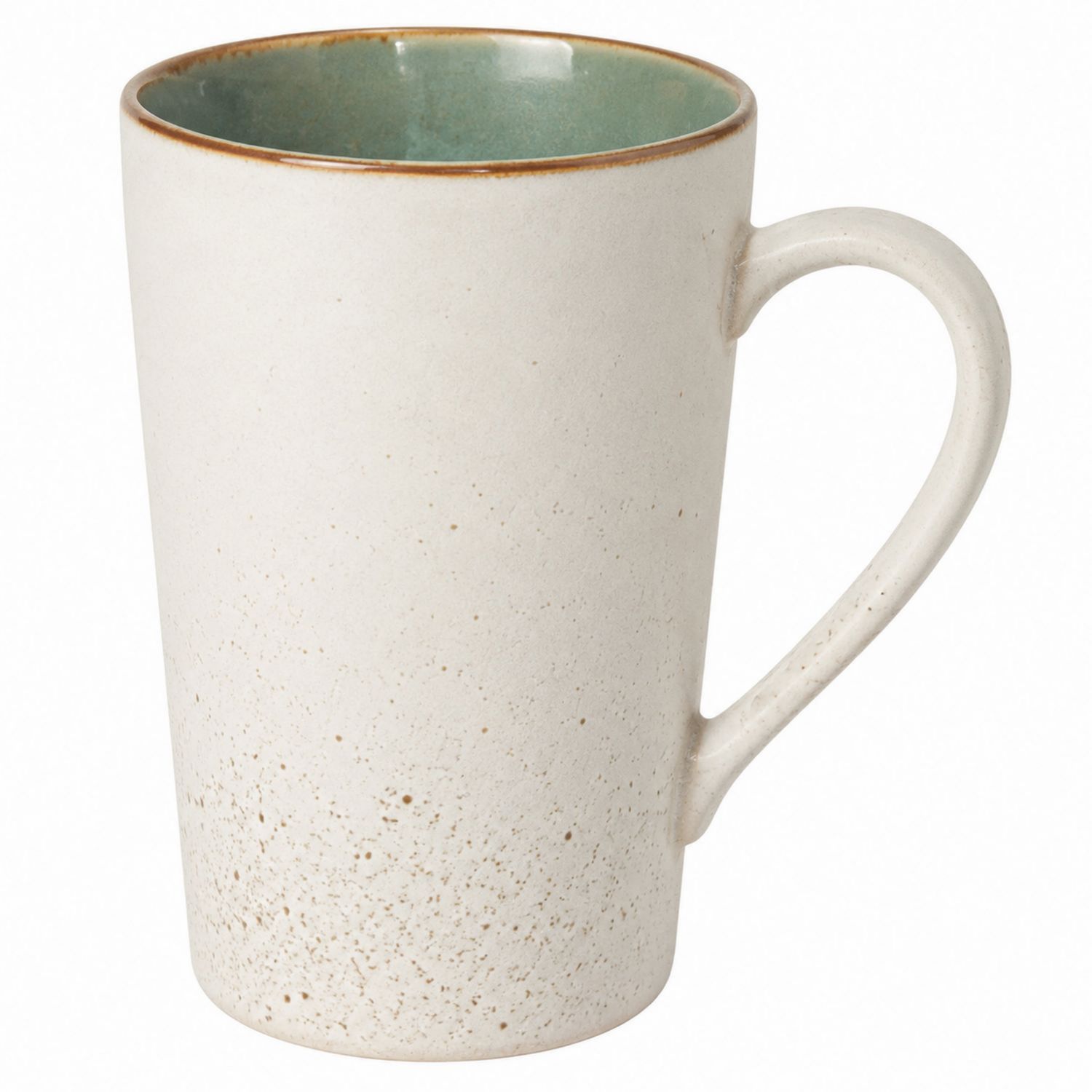 Taza de cerámica 350ml beige con interior verde esmaltado