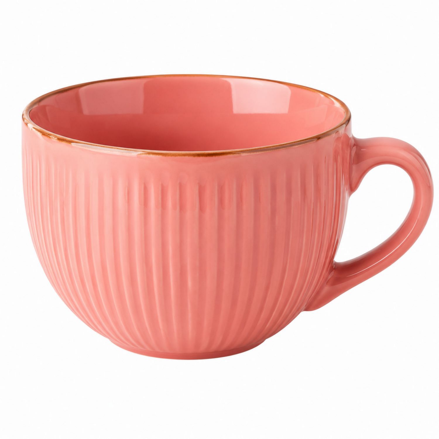 Taza de Cerámica Estriada Rosa 400ml