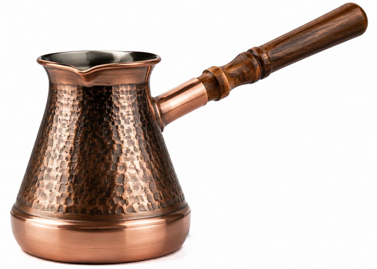 Cafetera Turca de Cobre Martillado con Mango de Madera
