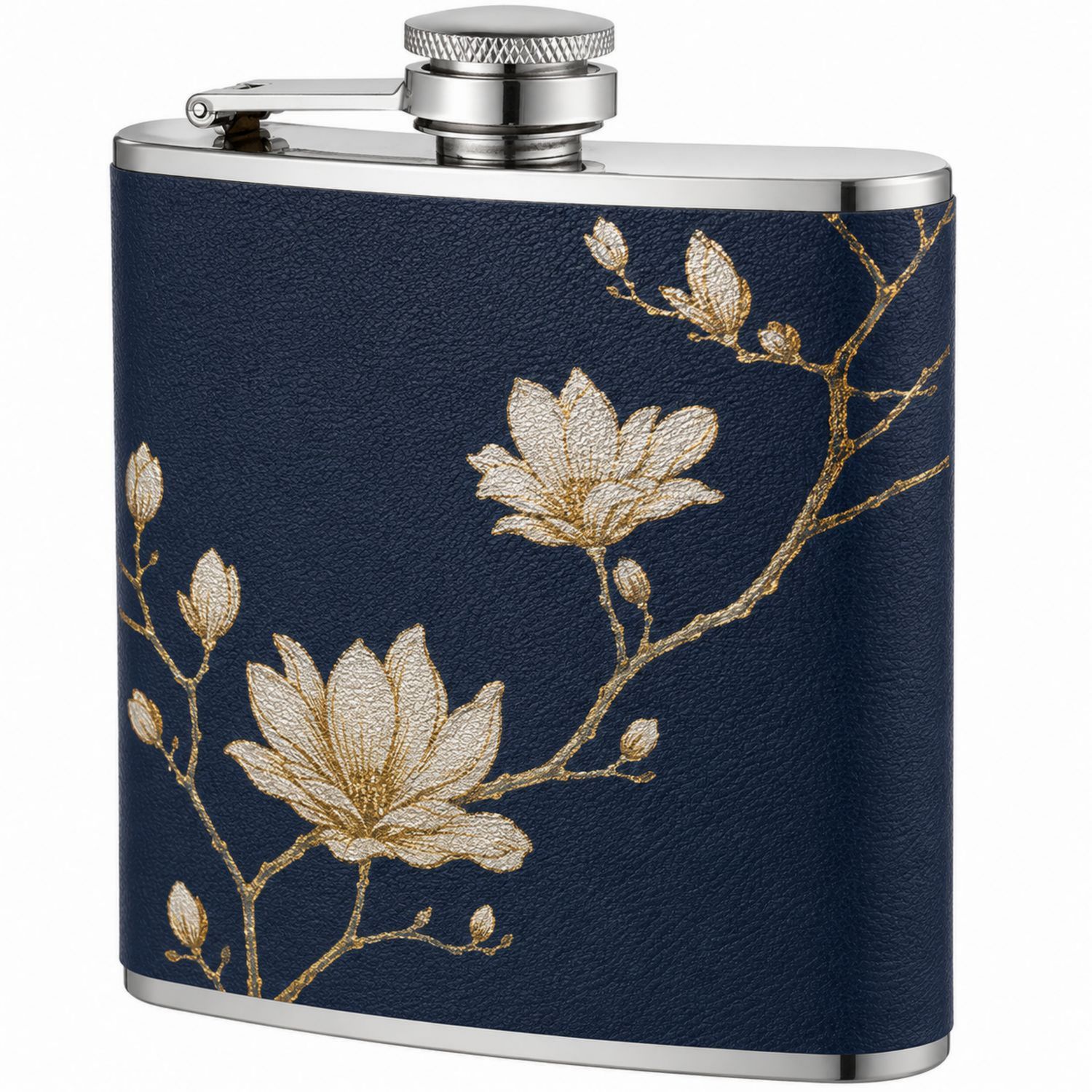 Fiaschetta Blu con Disegno Floreale Dorato 240ml-Ryenatural