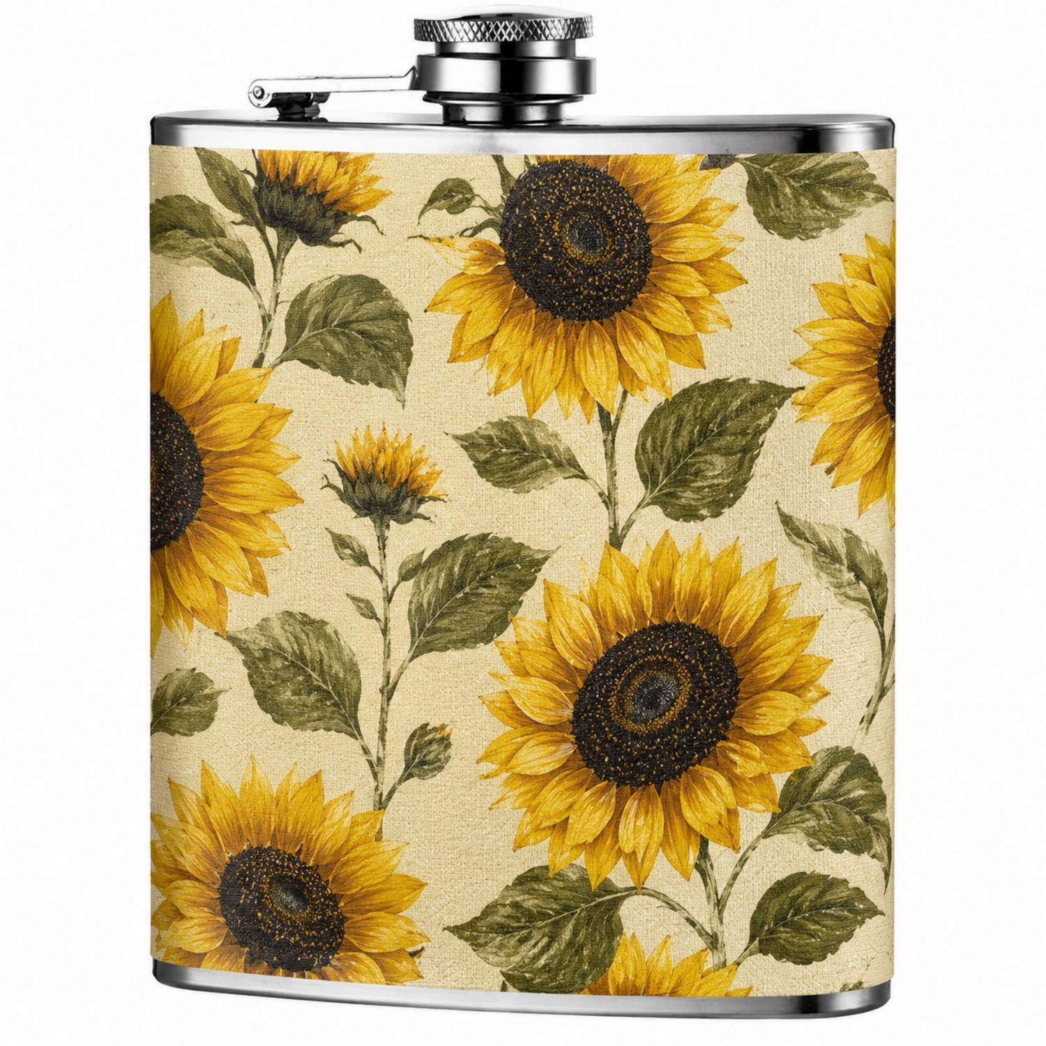 Fiaschetta Portatile con Decorazione di Girasoli - 200ml-Ryenatural