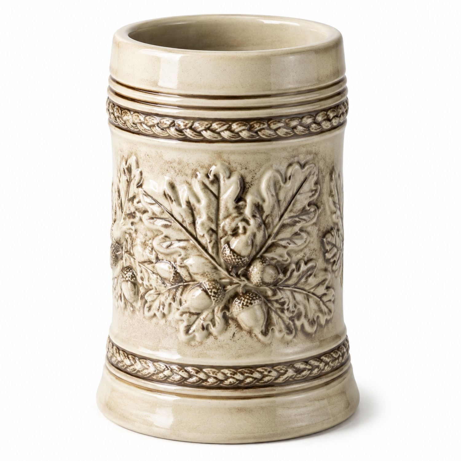 Boccale in Ceramica Foglie e Ghiande 500ml Beige-Ryenatural