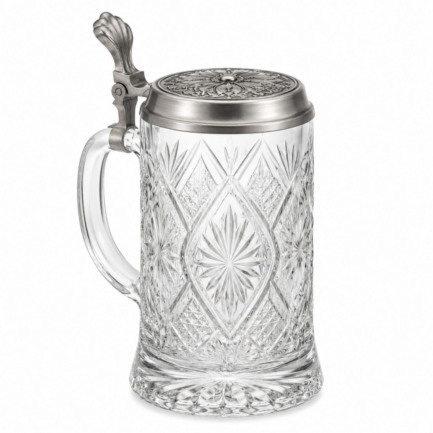Boccale da Birra in Cristallo con Coperchio in Metallo 500ml-Ryenatural