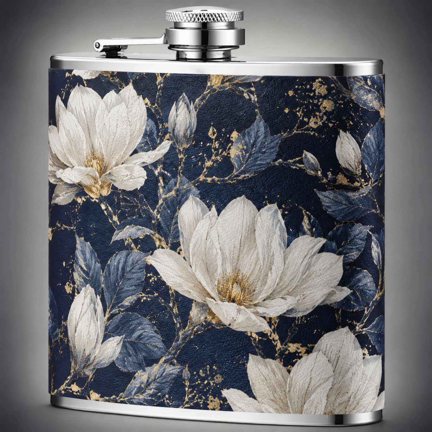 Fiaschetta Floreale Blu e Beige, 250ml, Design Elegante-Ryenatural