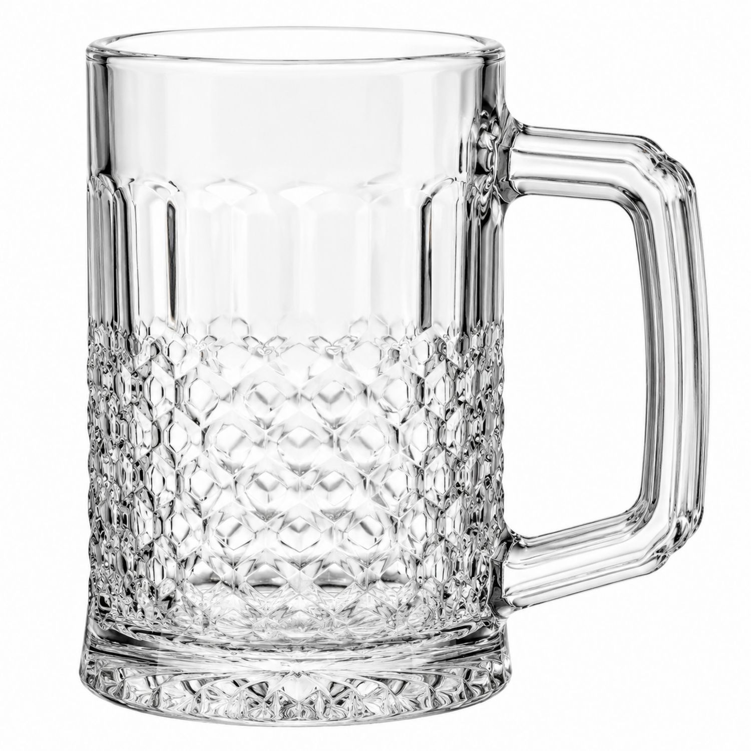 Boccale in Vetro Trasparente 500ml con Motivo Intagliato-Ryenatural