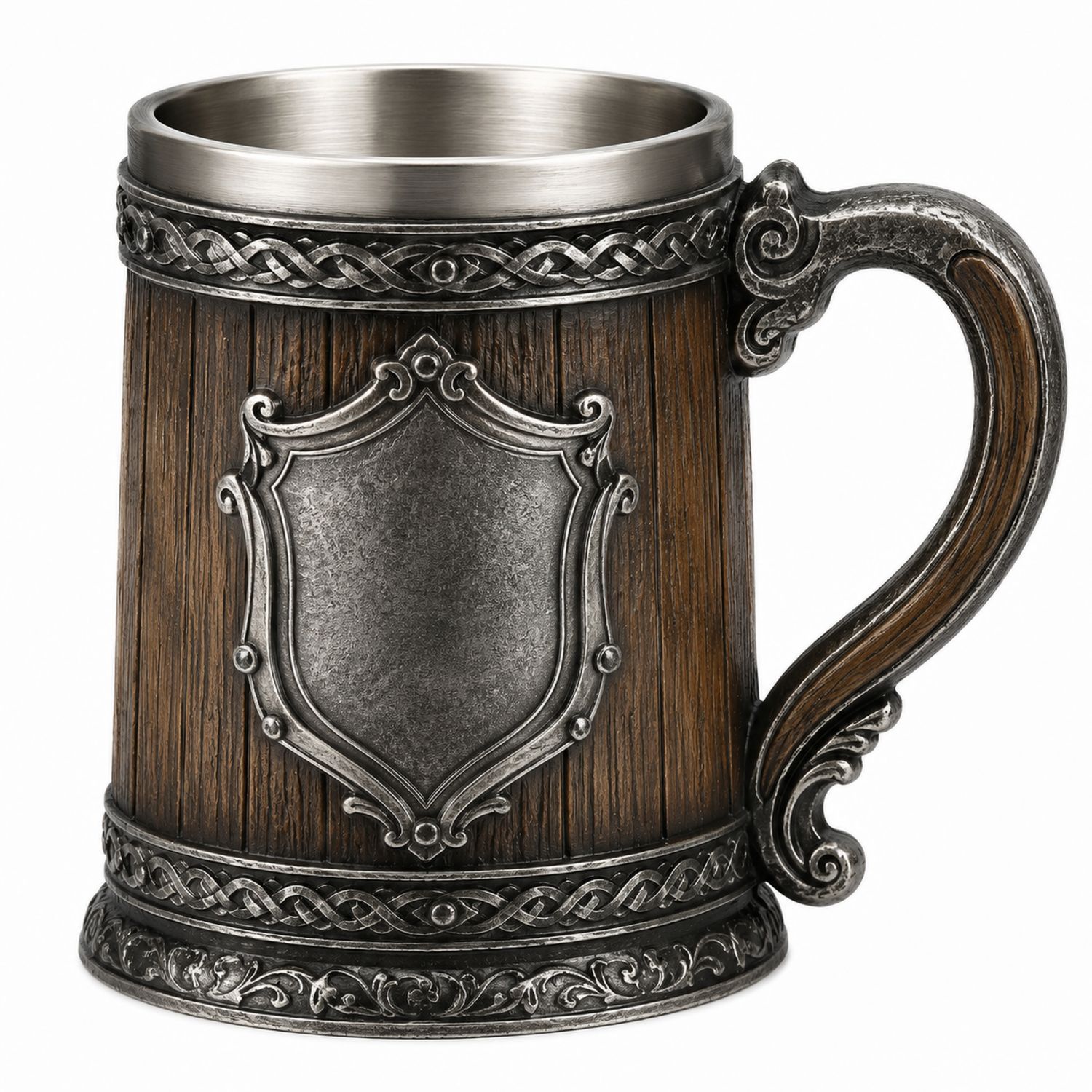 Boccale Decorativo Medievale in Legno e Metallo-Ryenatural