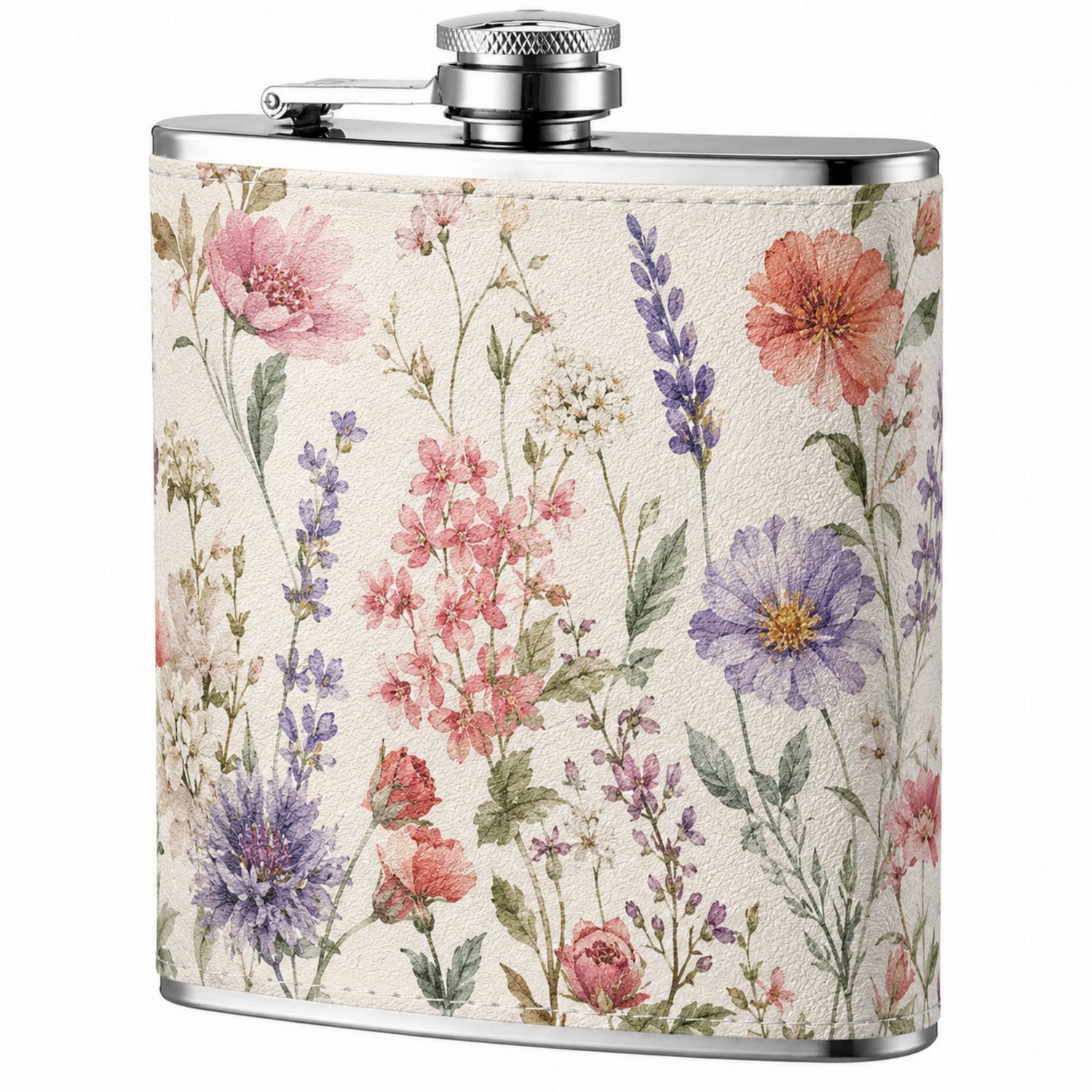 Fiaschetta Tascabile con Motivo Floreale in Acciaio Inox 200ml-Ryenatural