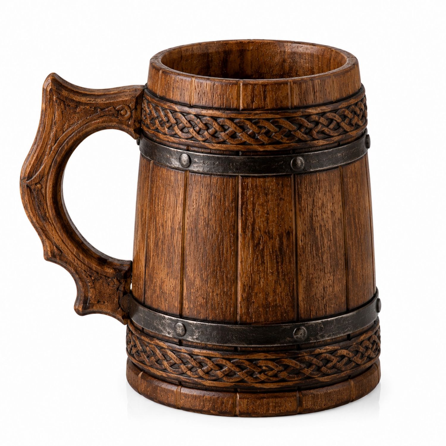 Boccale di Birra Rustico in Legno Intagliato 550ml-Ryenatural