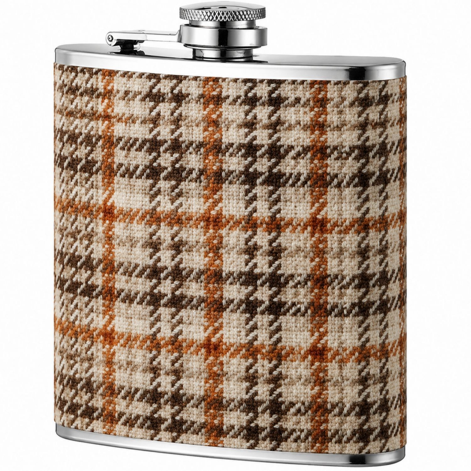Fiaschetta Portatile Tartan Arancione/Marrone/Beige-Ryenatural