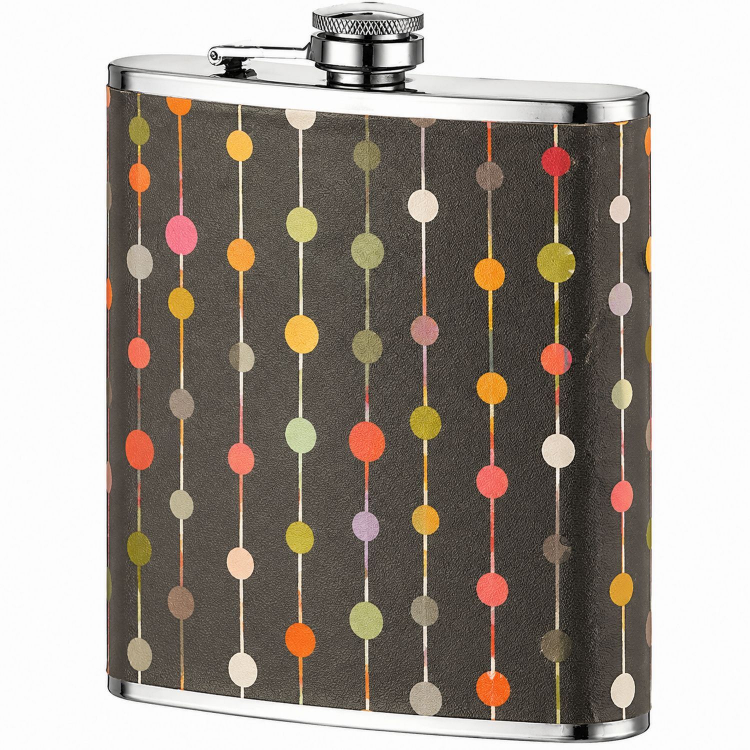 Fiaschetta Tascabile in Acciaio Inox con Motivo a Pois MultiColoree-Ryenatural