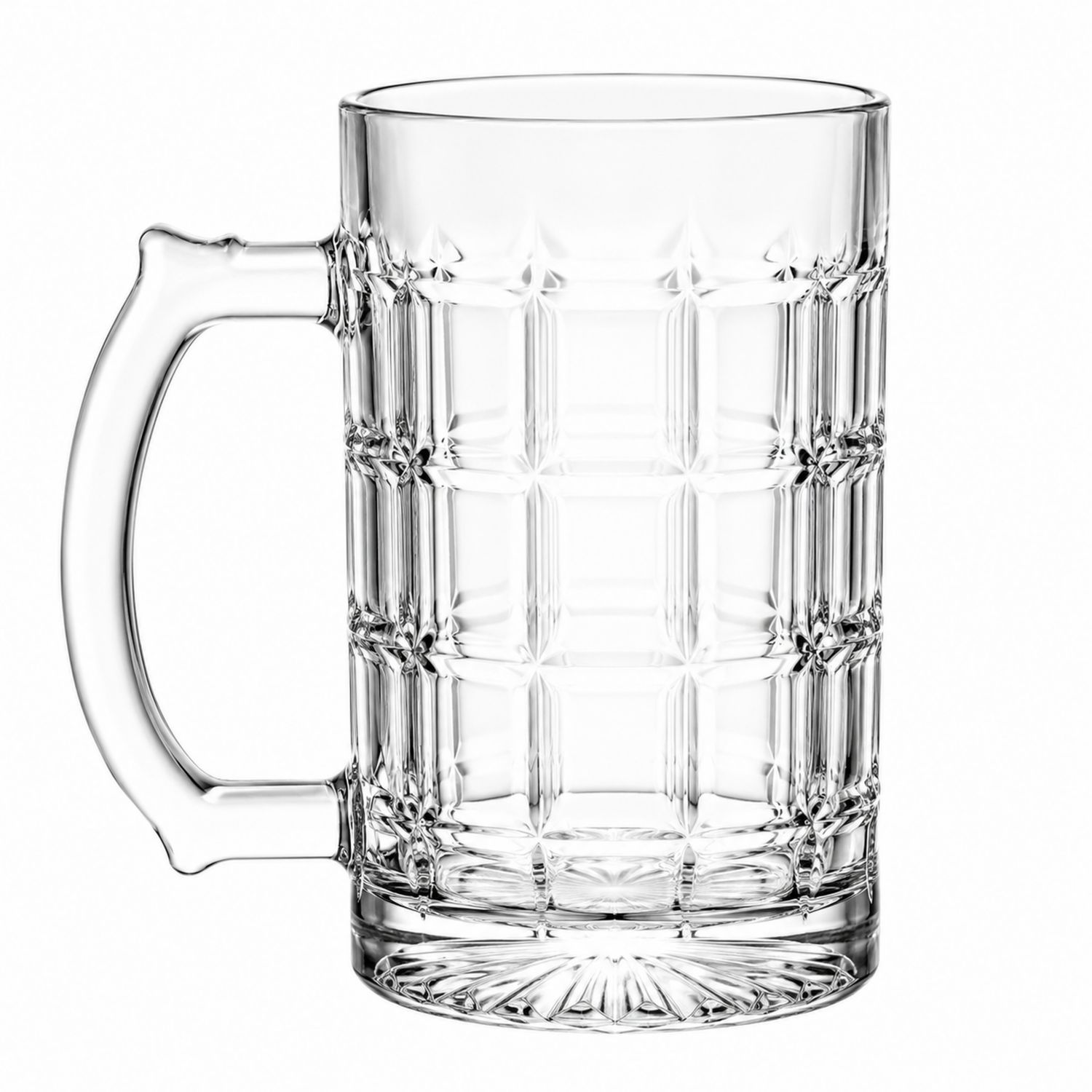 Boccale di Vetro Trasparente con Motivo Geometrico per Birra 500ml-Ryenatural