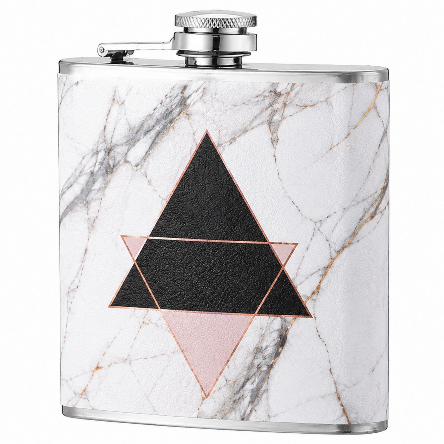 Fiaschetta Geometrica Marmo Bianco/Nero/Rosa 200ml-Ryenatural