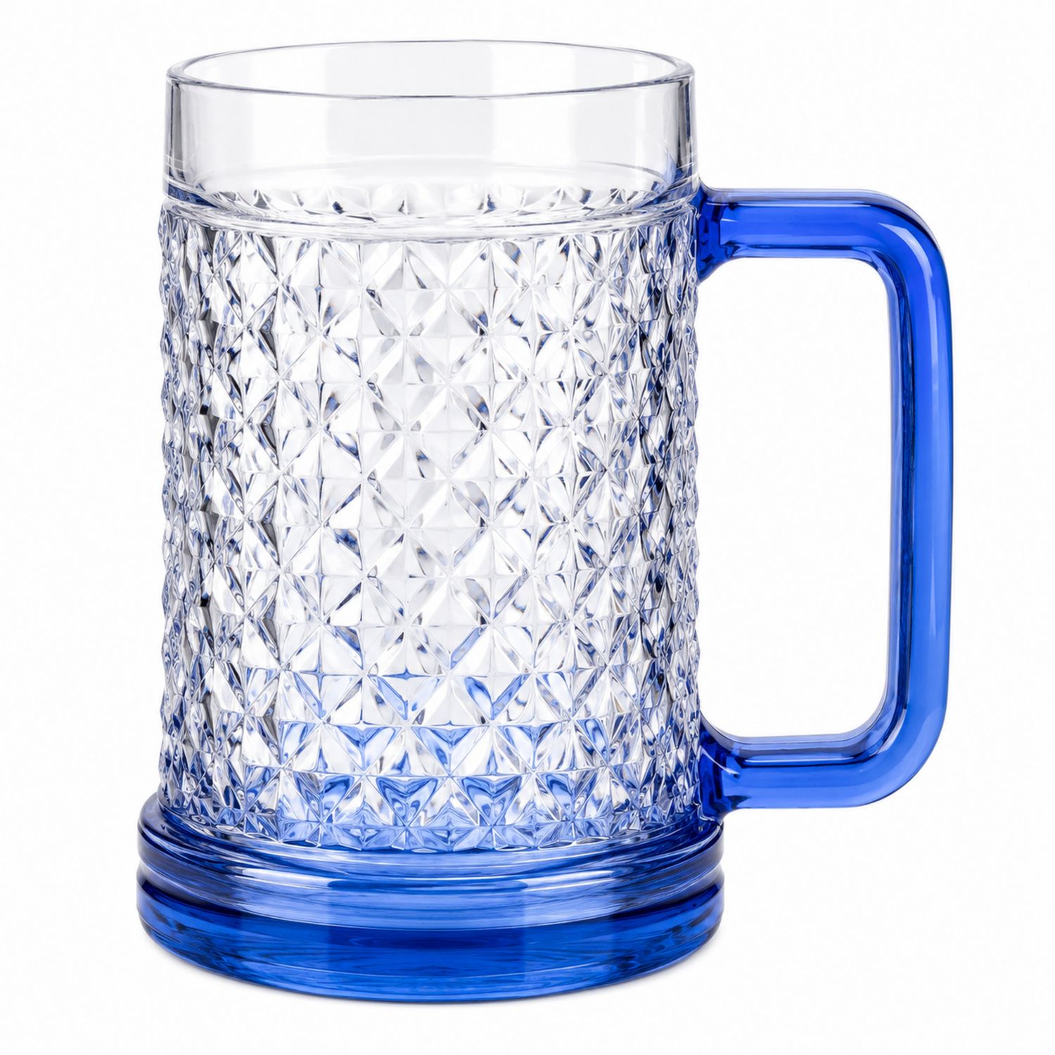 Boccale Birra con Motivo Rilievo Trasparente e Blu-Ryenatural
