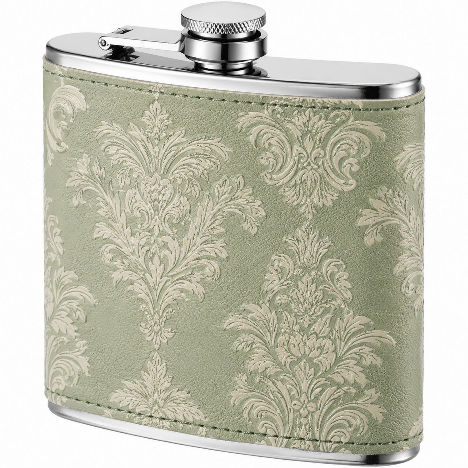 Fiaschetta Decorativa con Rilievo Verde e Argento-Ryenatural